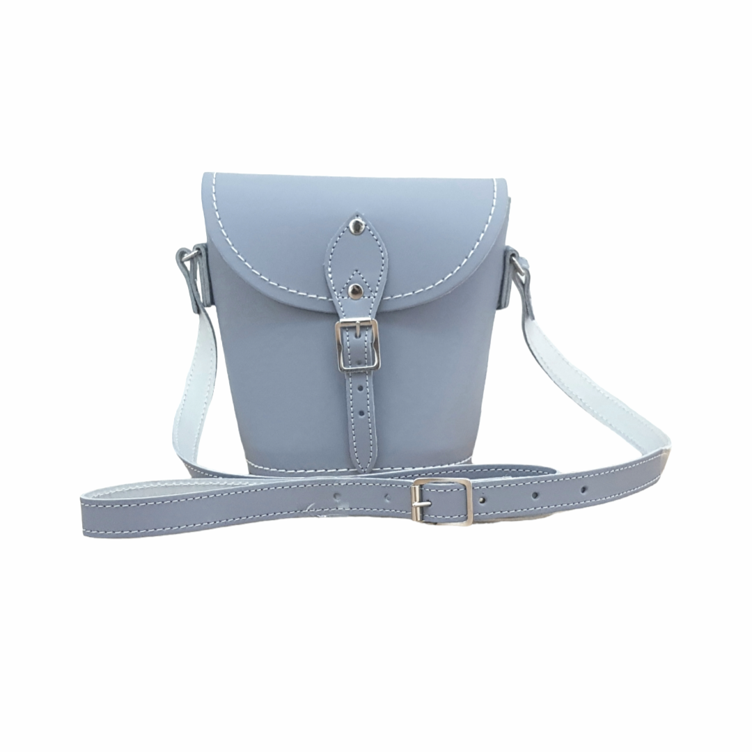 Handmade Leather Barrel Bag - Lilac Grey - Plus