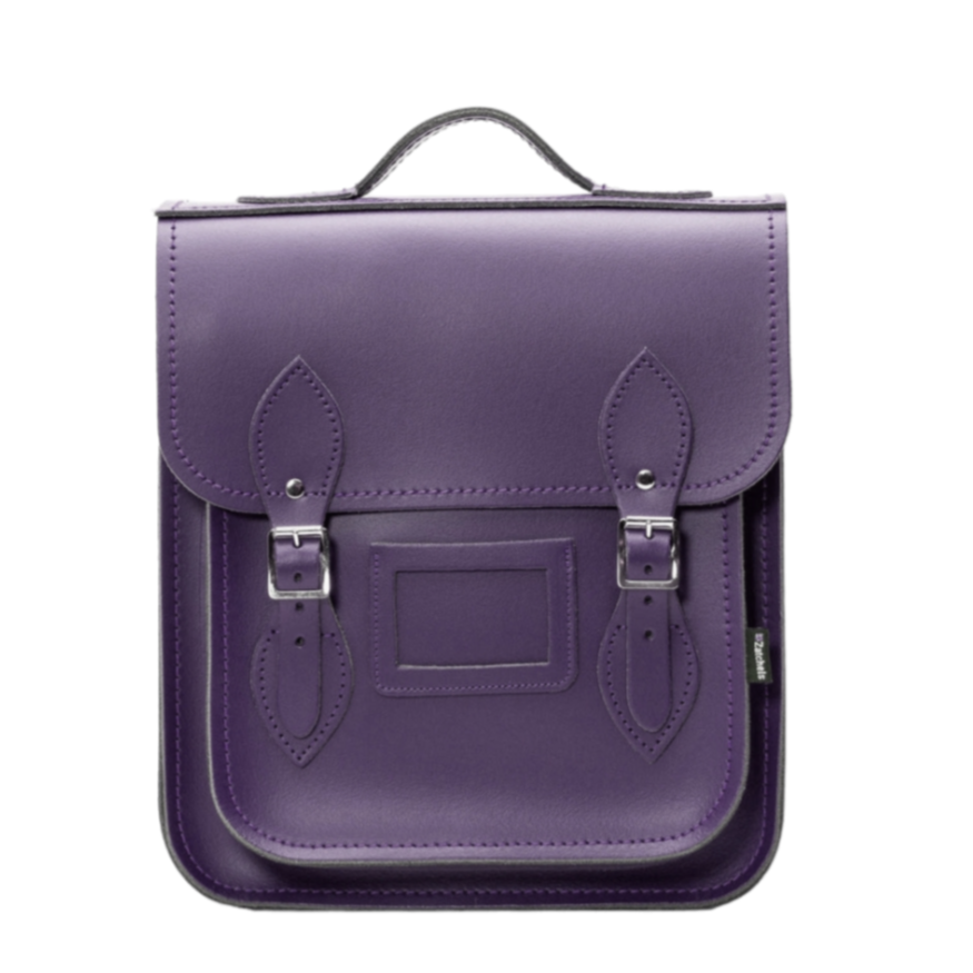Handmade Leather City Backpack - Purple - Small