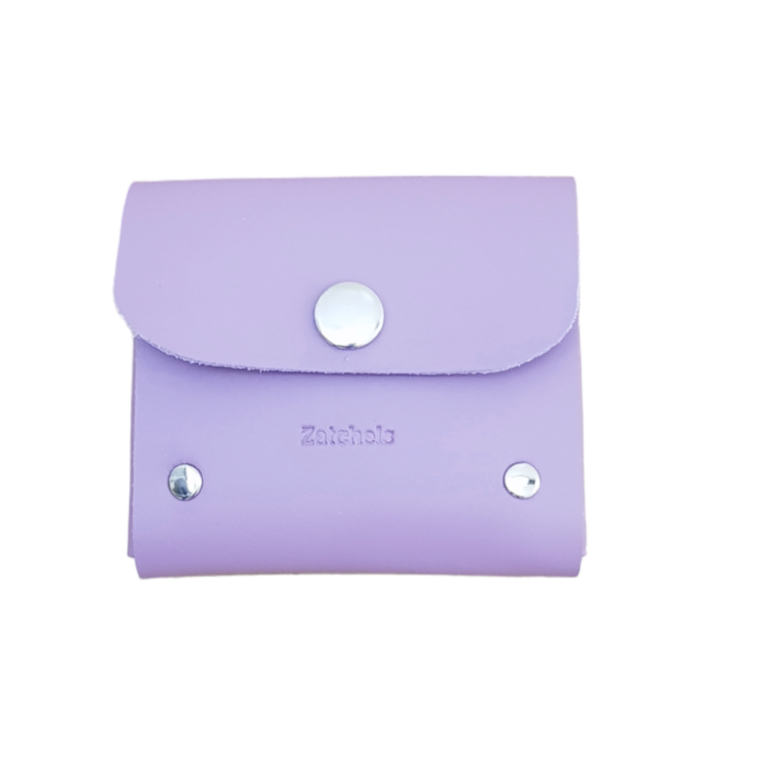 Handmade Leather Simple Coin Purse - Pastel Violet