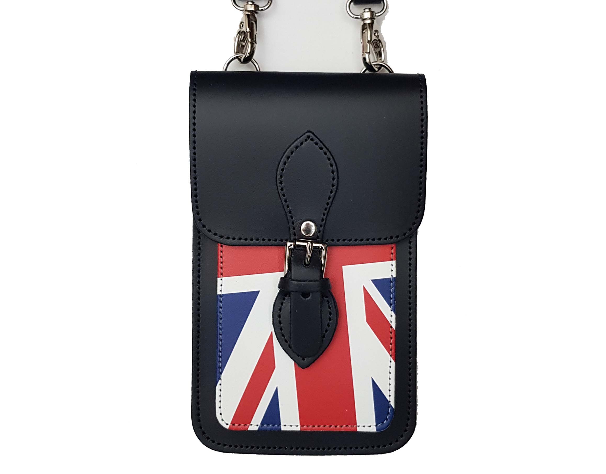 Handmade Leather Mobile Phone Pouch Plus - Union Jack - Navy Blue - Plus