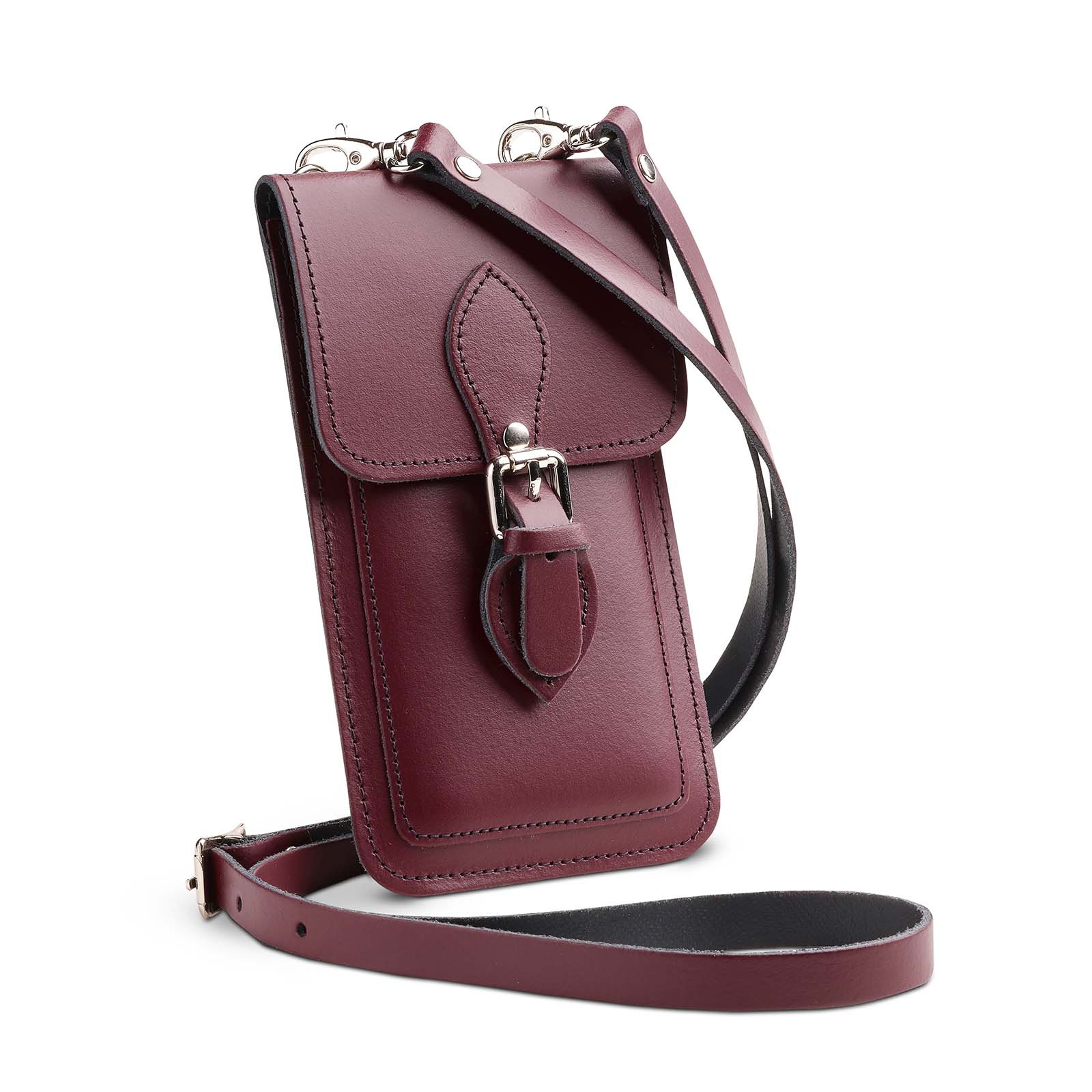 Handmade Leather Mobile Phone Pouch Plus - Marsala Red - Plus