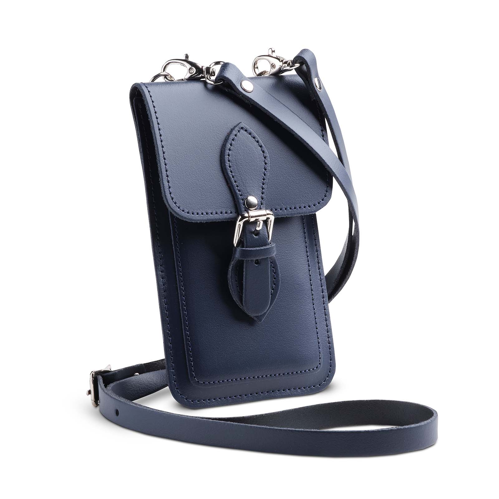Handmade Leather Mobile Phone Pouch Plus - Navy Blue - Plus
