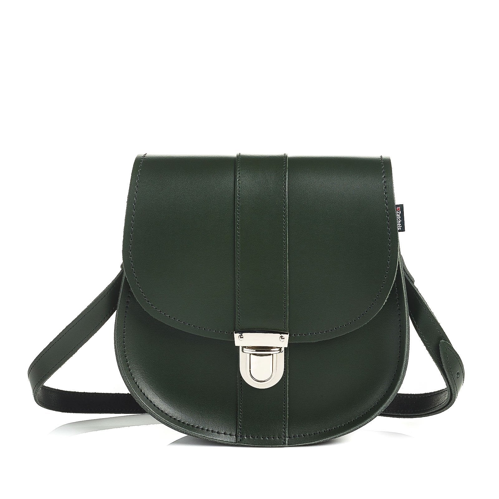 Handmade Leather Pushlock Saddle Bag - Ivy Green