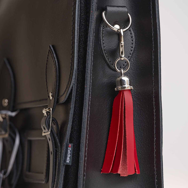 Mini Leather Tassel: Black Kodiak | Leather Bag Charm by KMM & Co.