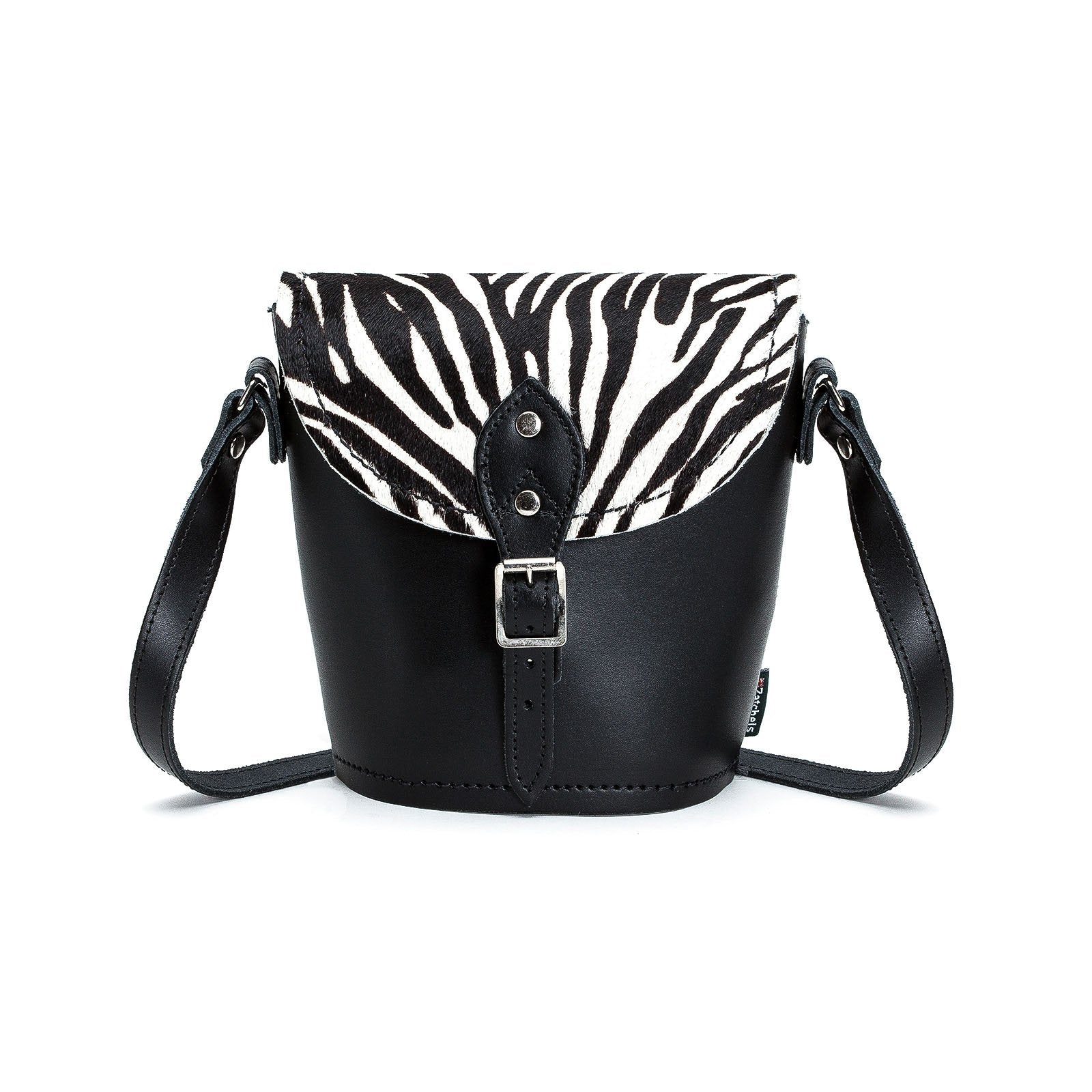 Handmade Leather Barrel Bag - Zebra - Small