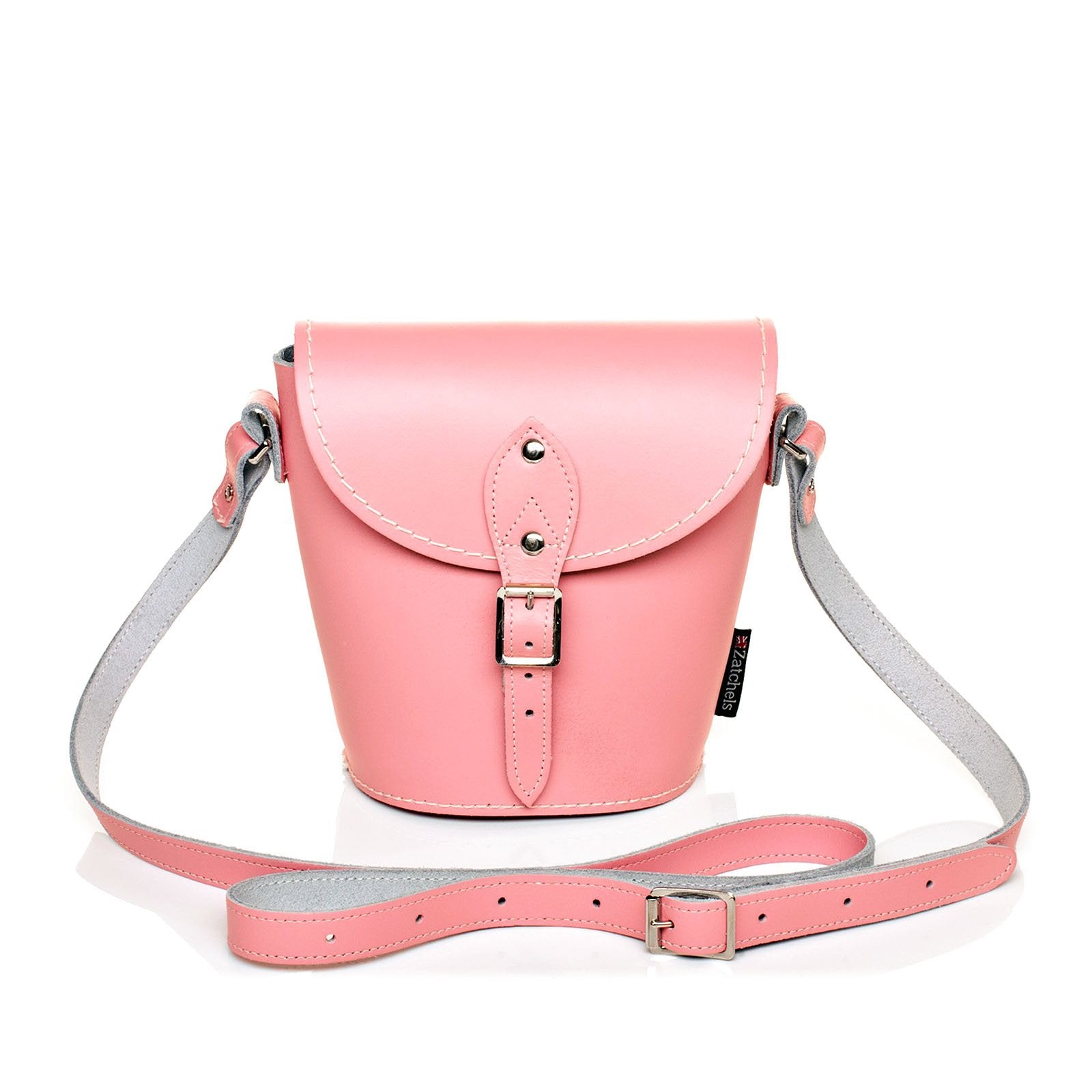 Handmade Leather Barrel Bag - Pastel Pink - Plus