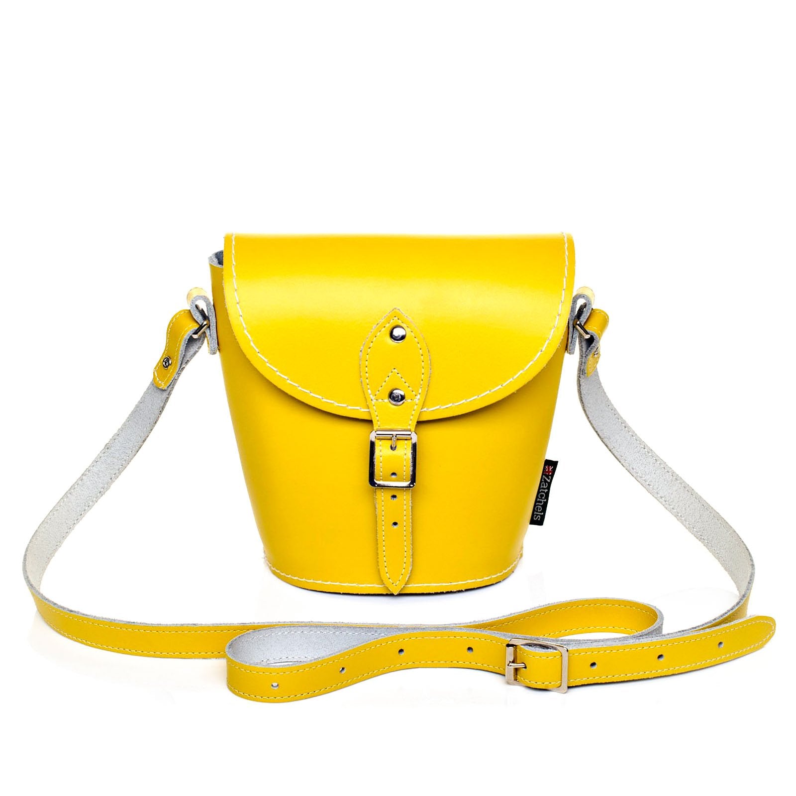 Handmade Leather Barrel Bag - Pastel Daffodil Yellow - Plus