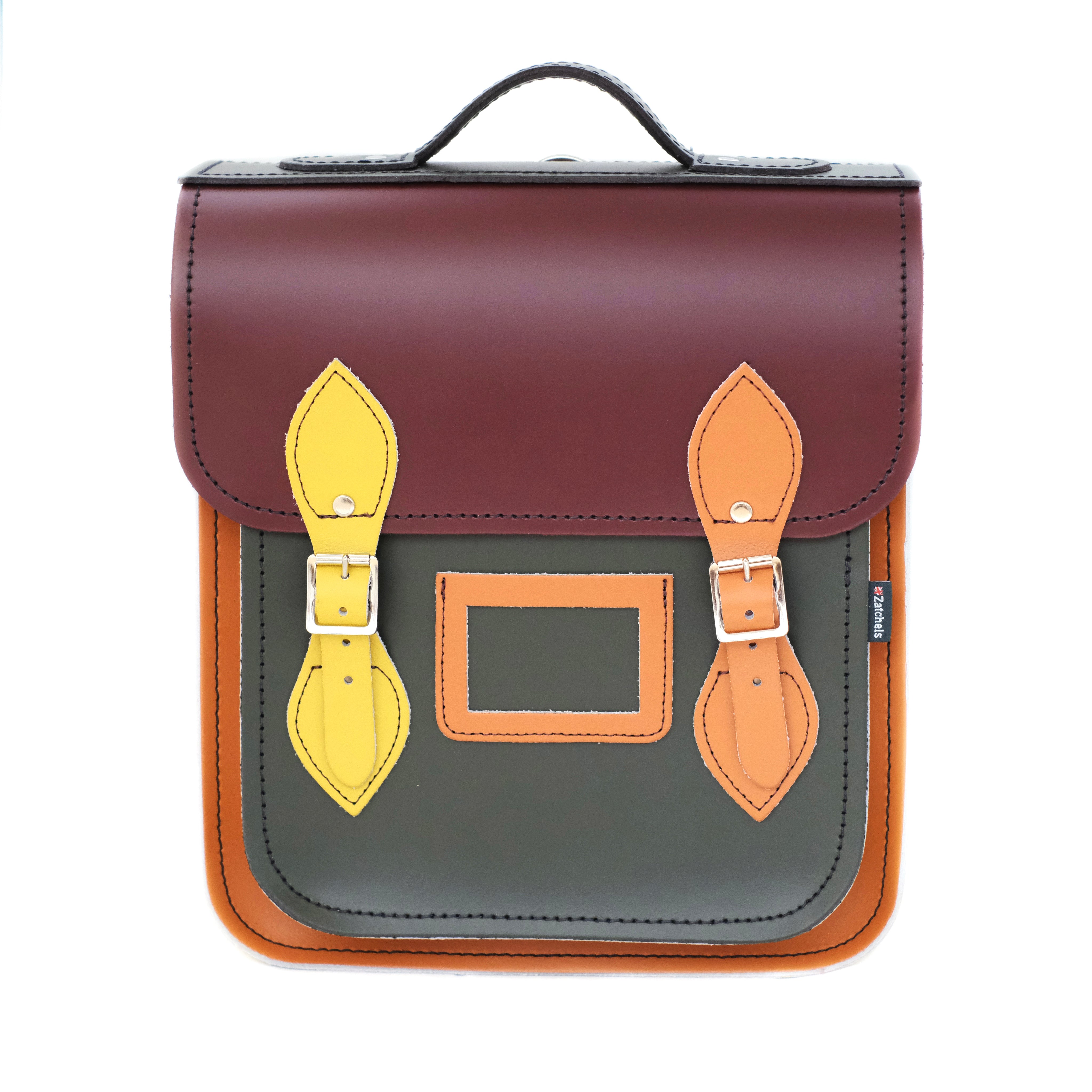Handmade Leather City Backpack - Autumnal Kaleidoscope - Plus
