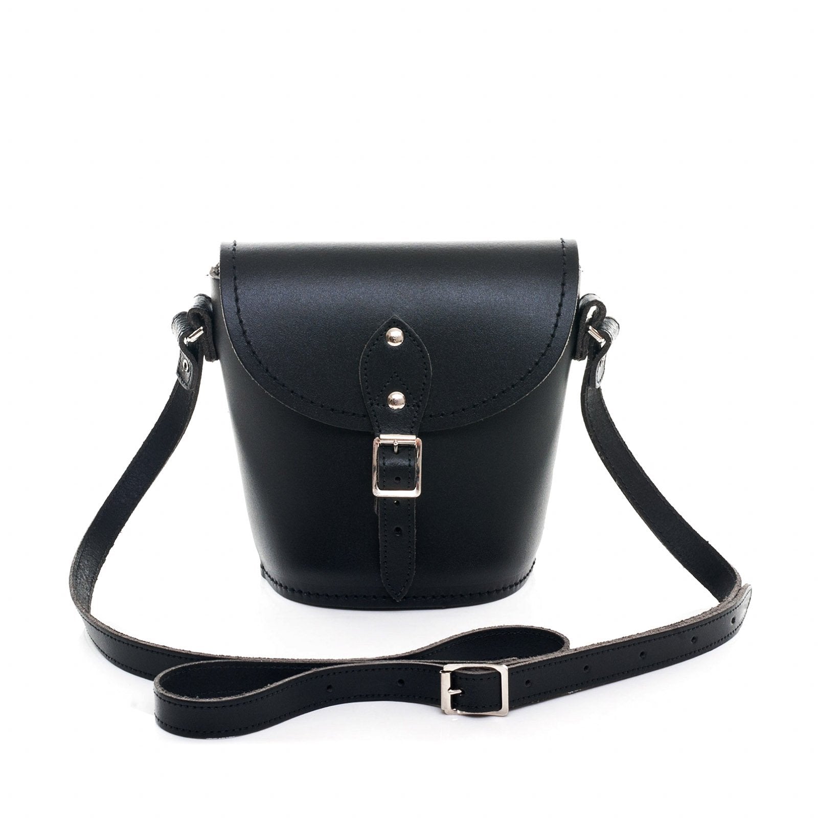 Handmade Leather Barrel Bag - Black - Plus