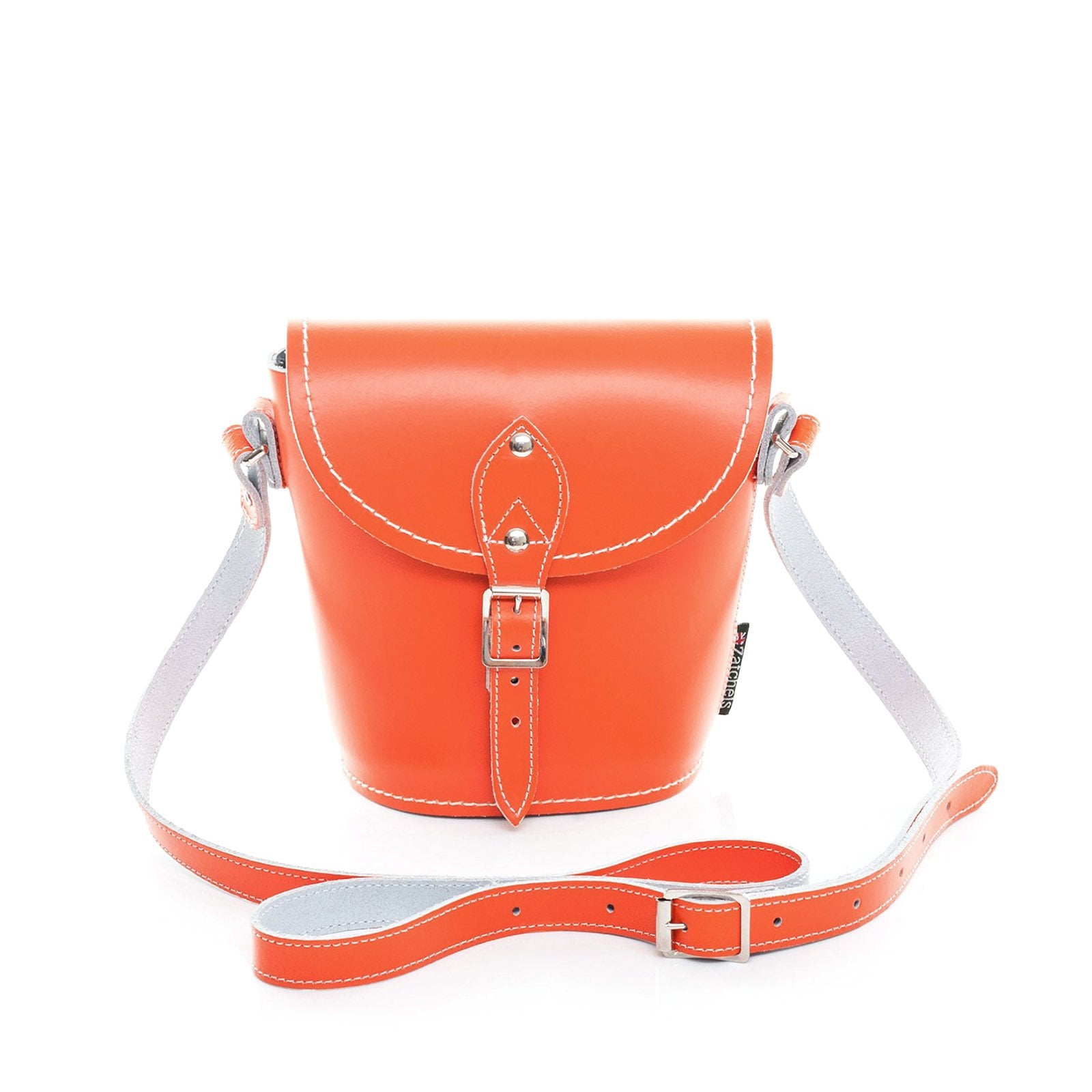 Handmade Leather Barrel Bag - Orange - Plus