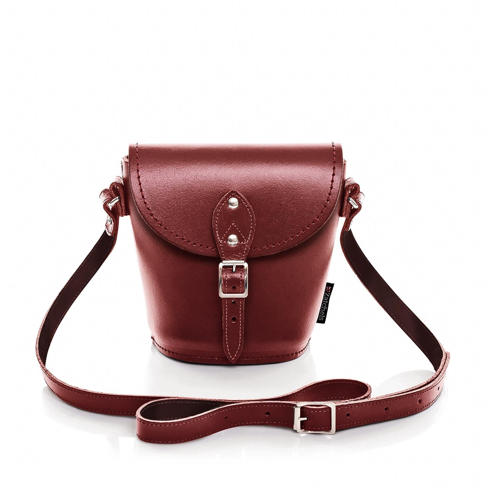 Handmade Leather Barrel Bag - Oxblood - Small