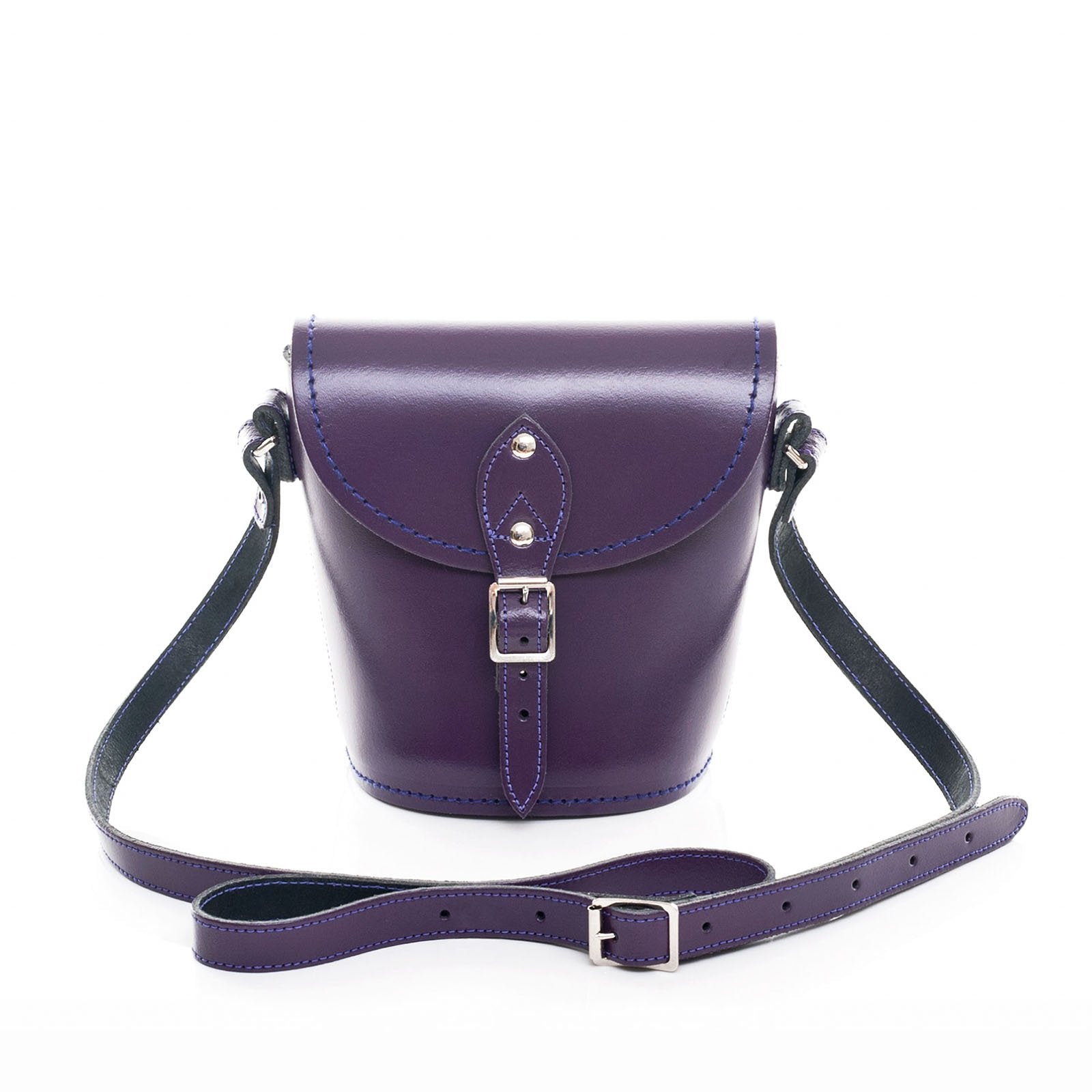 Handmade Leather Barrel Bag - Purple - Small