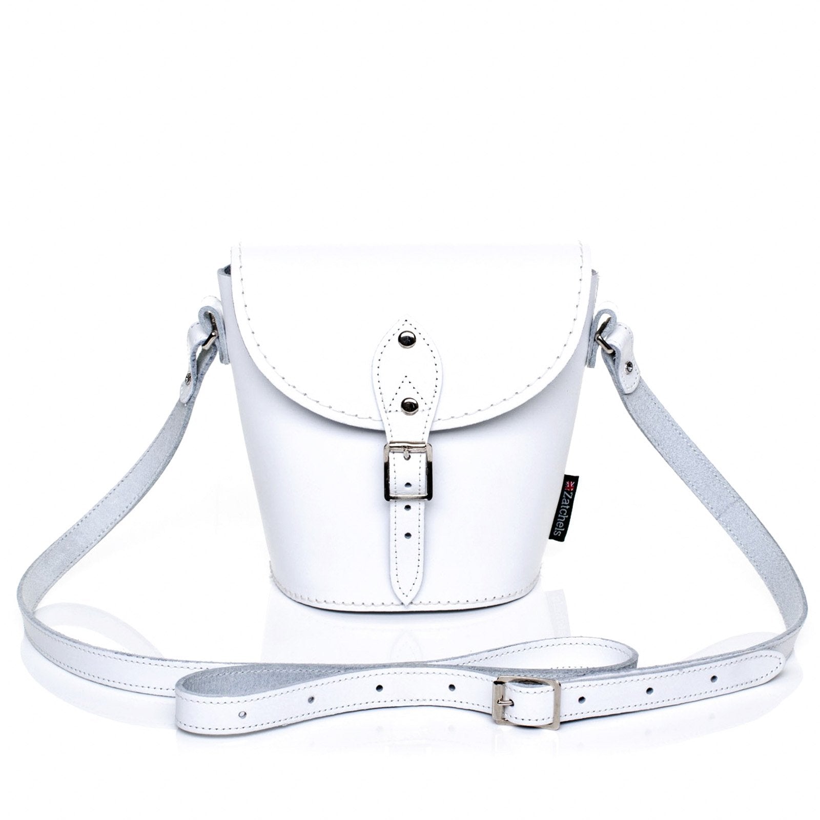 Handmade Leather Barrel Bag - White - Plus