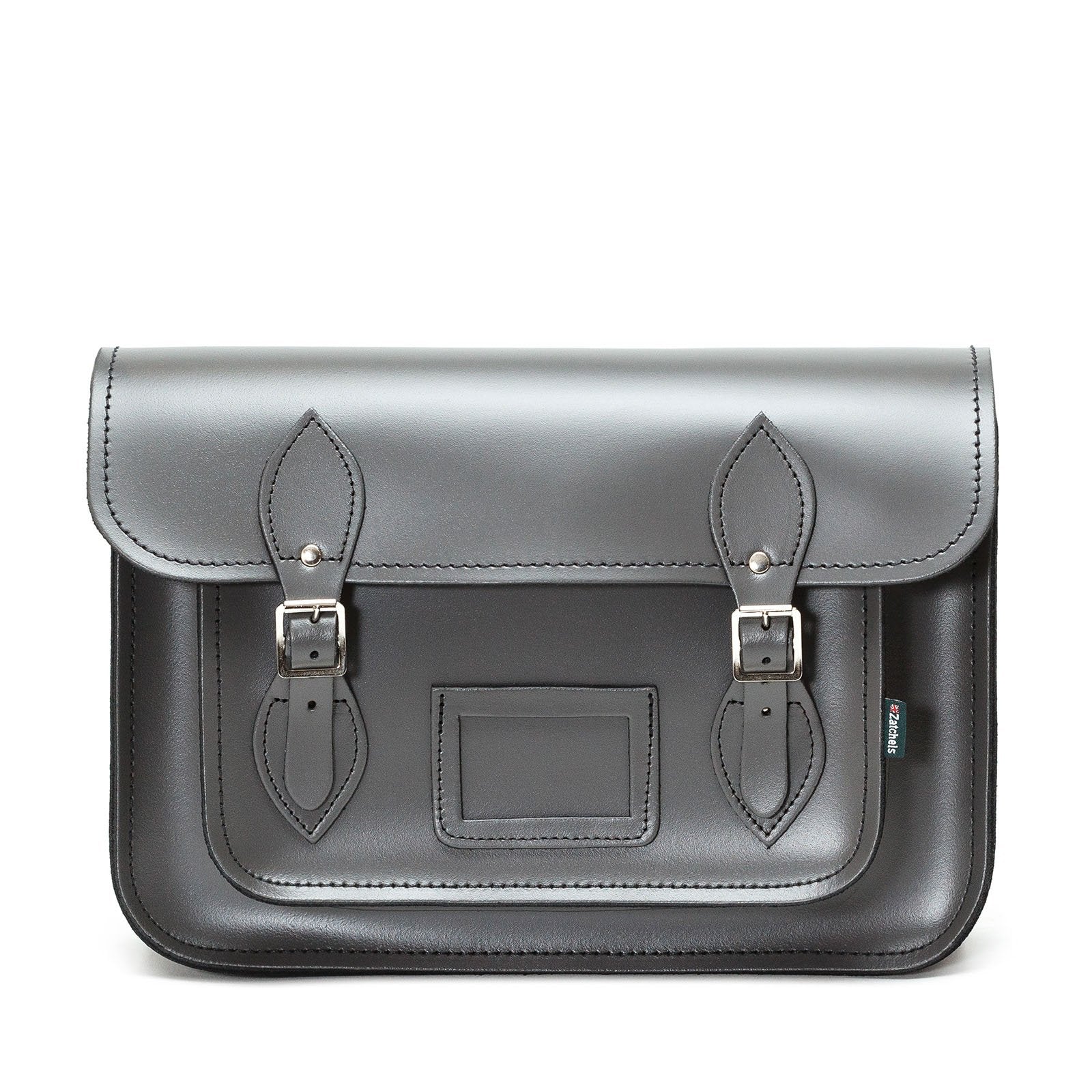 Handmade Leather Satchel - Graphite - 11.5"