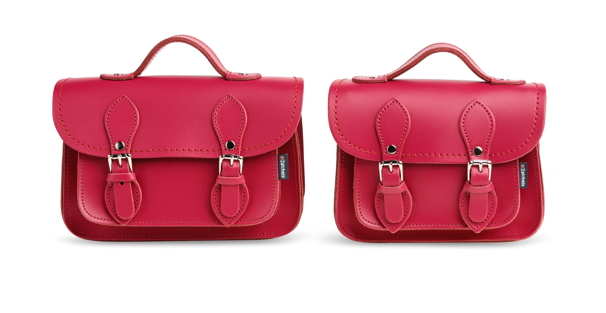 Handmade Leather Micro Satchel - Magenta - Plus