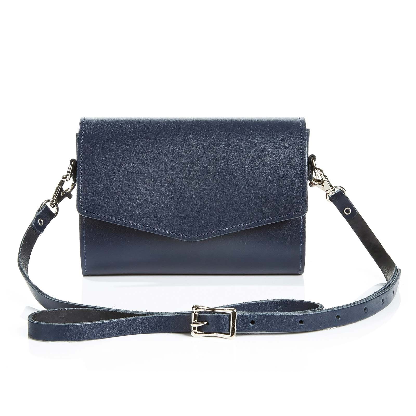 navy clutch bag with strap