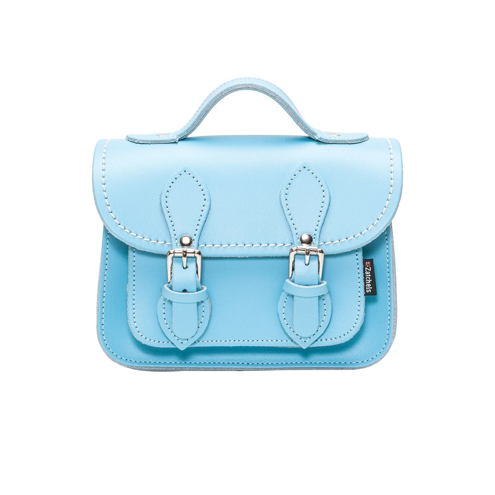Handmade Leather Micro Satchel - Pastel Baby Blue - Small
