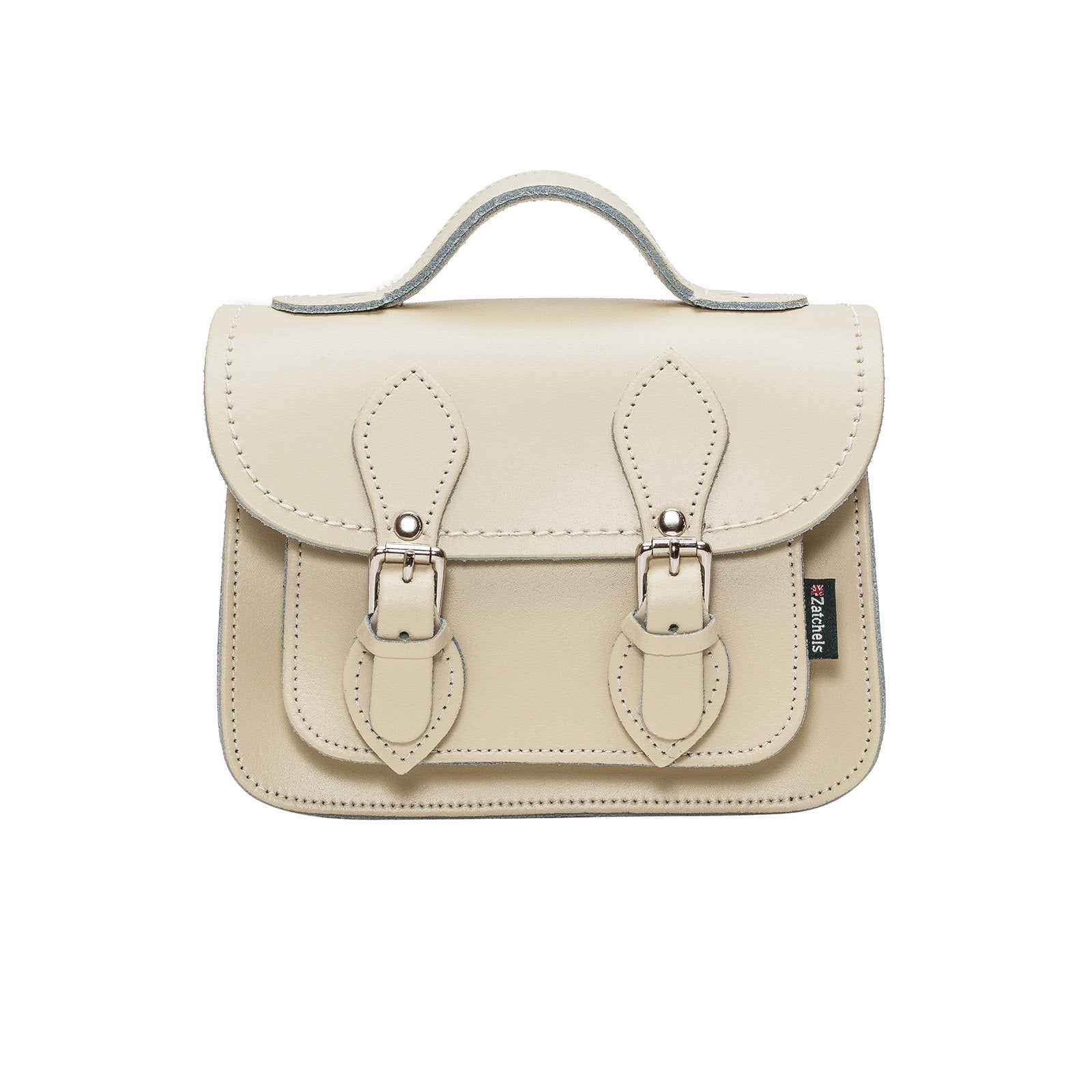 Handmade Leather Micro Satchel - Pastel Cream - Small