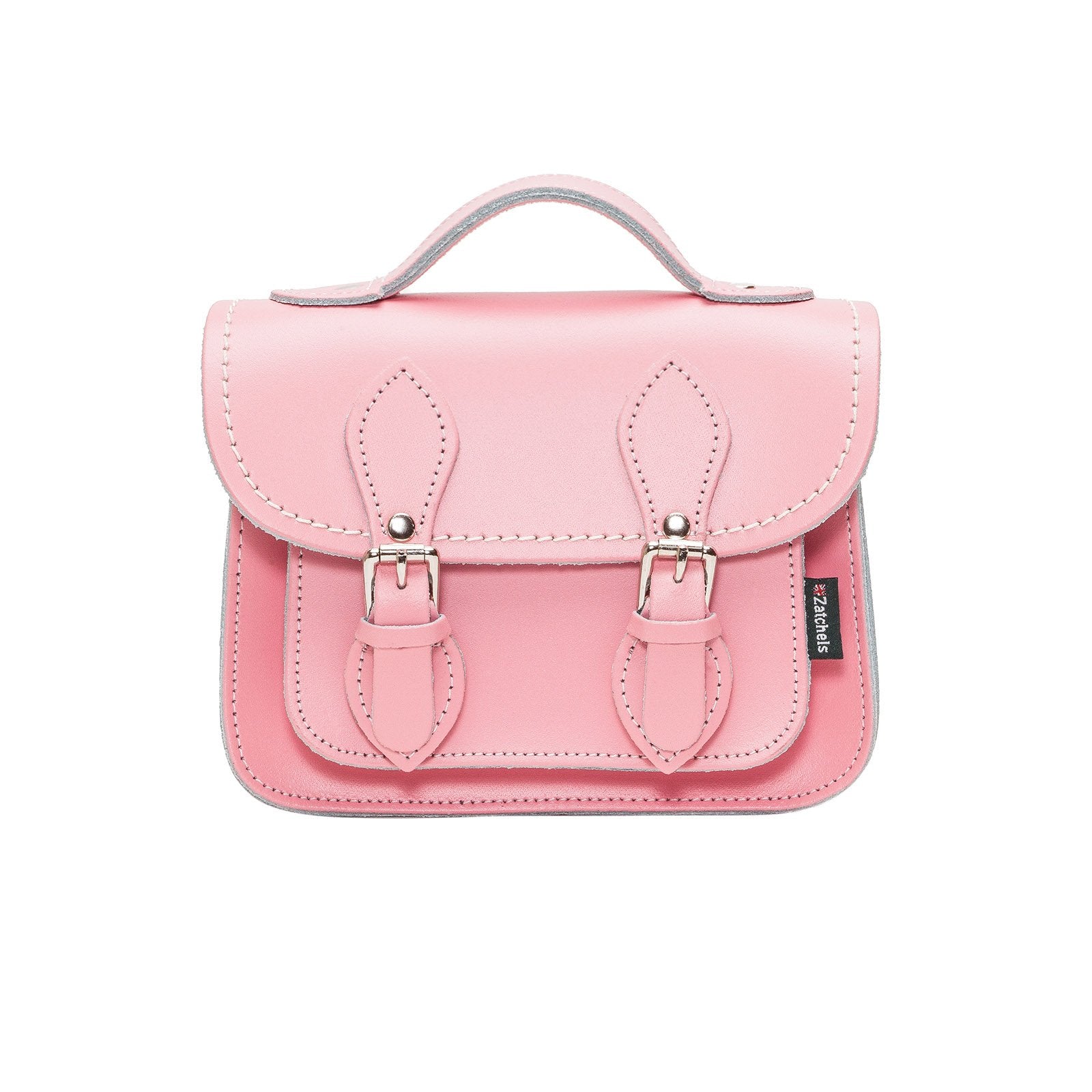 Handmade Leather Micro Satchel - Pastel Pink - Small