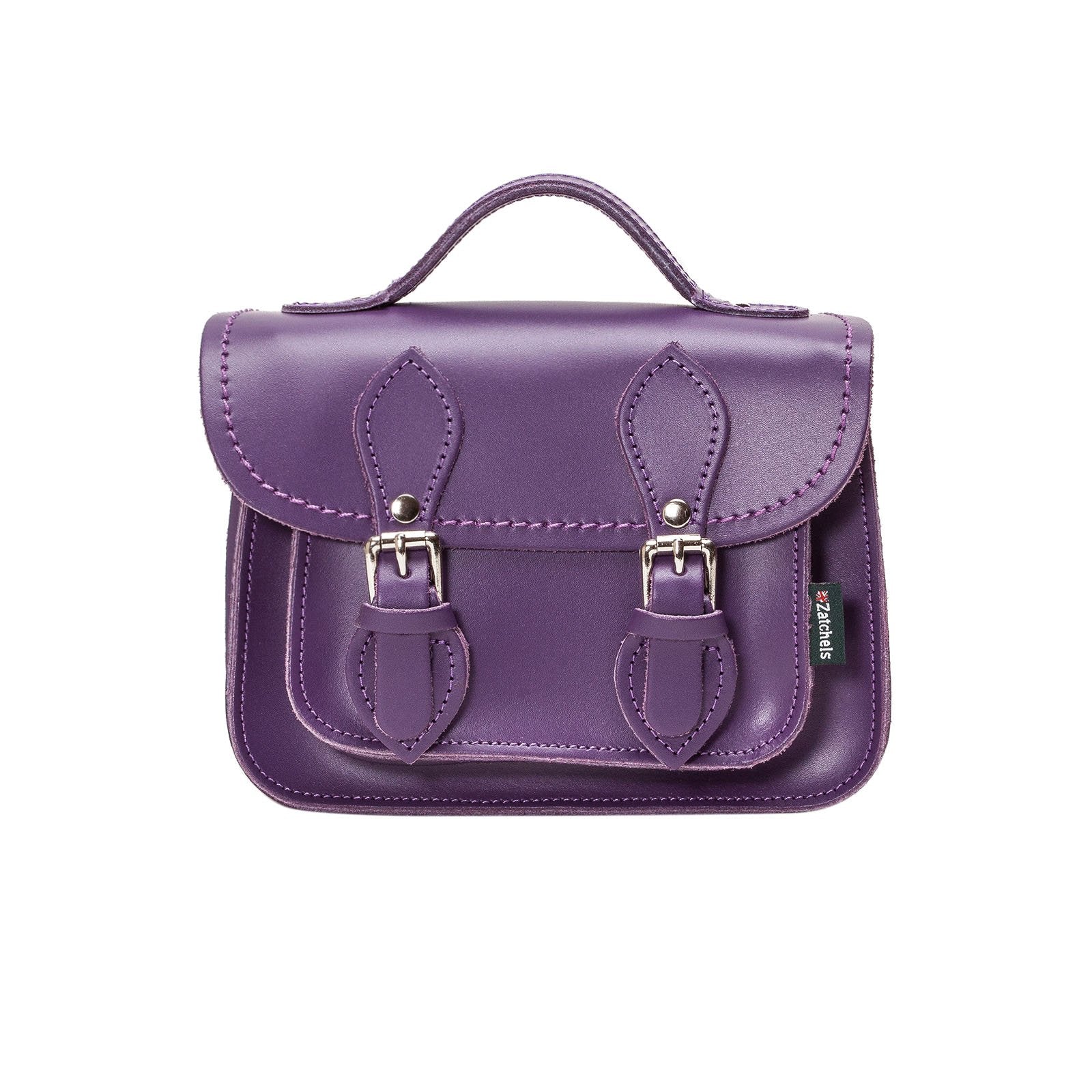 Handmade Leather Micro Satchel - Purple - Small