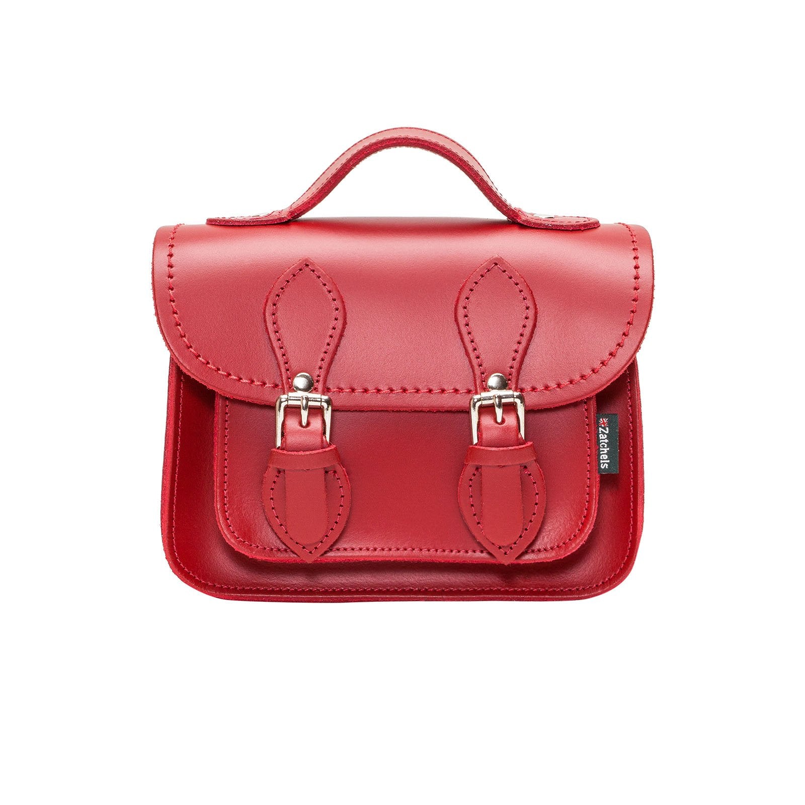 Handmade Leather Micro Satchel - Red - Small