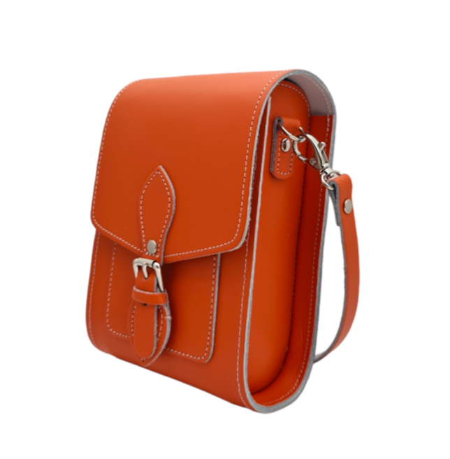 Handmade Leather Festival Phone Bag - Orange