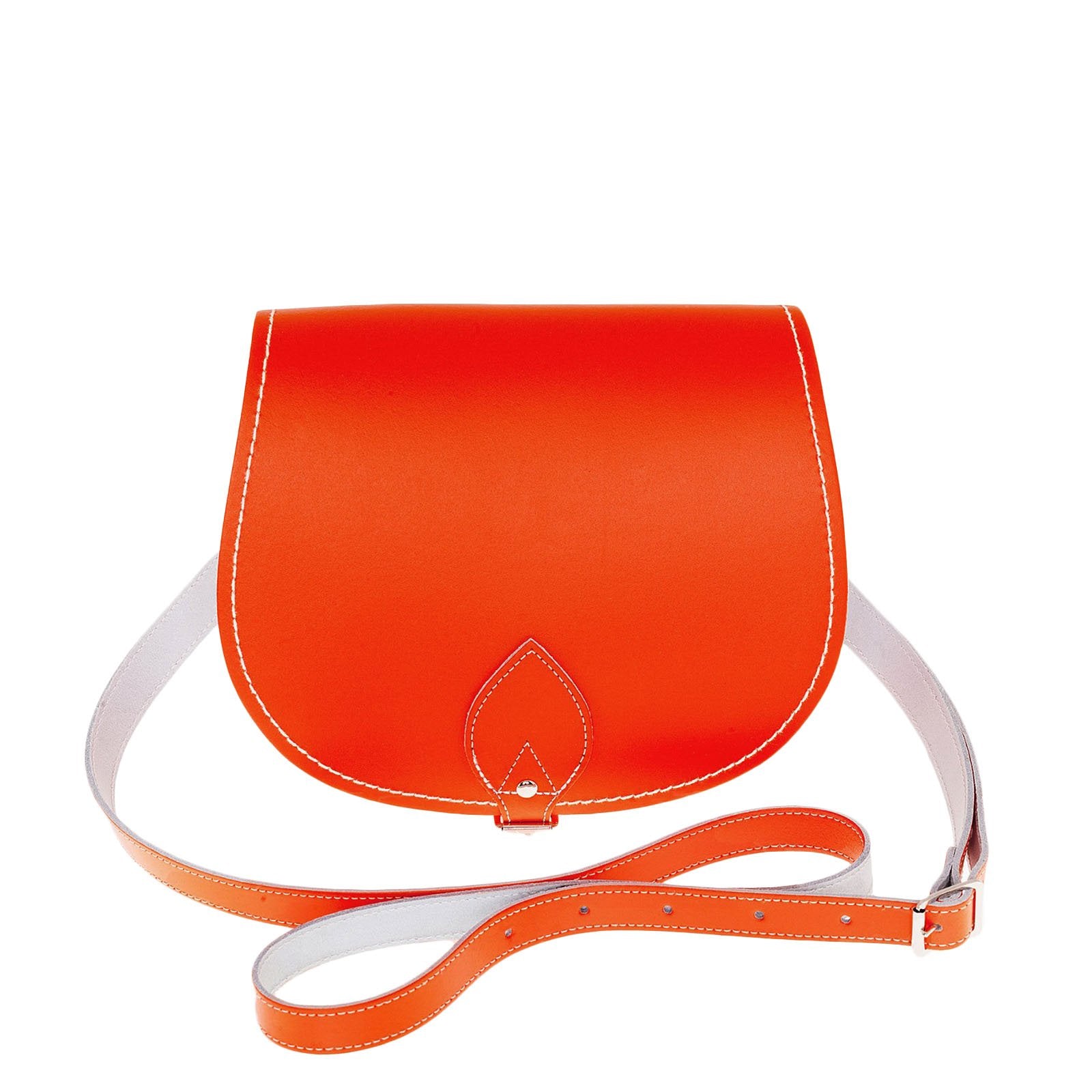 Handmade Leather Saddle Bag - Orange - Large