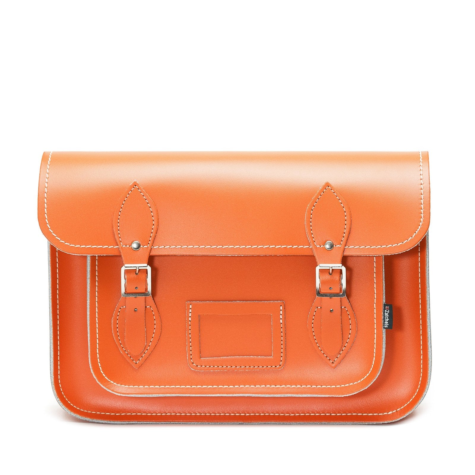 Handmade Leather Satchel - Orange - 11.5"