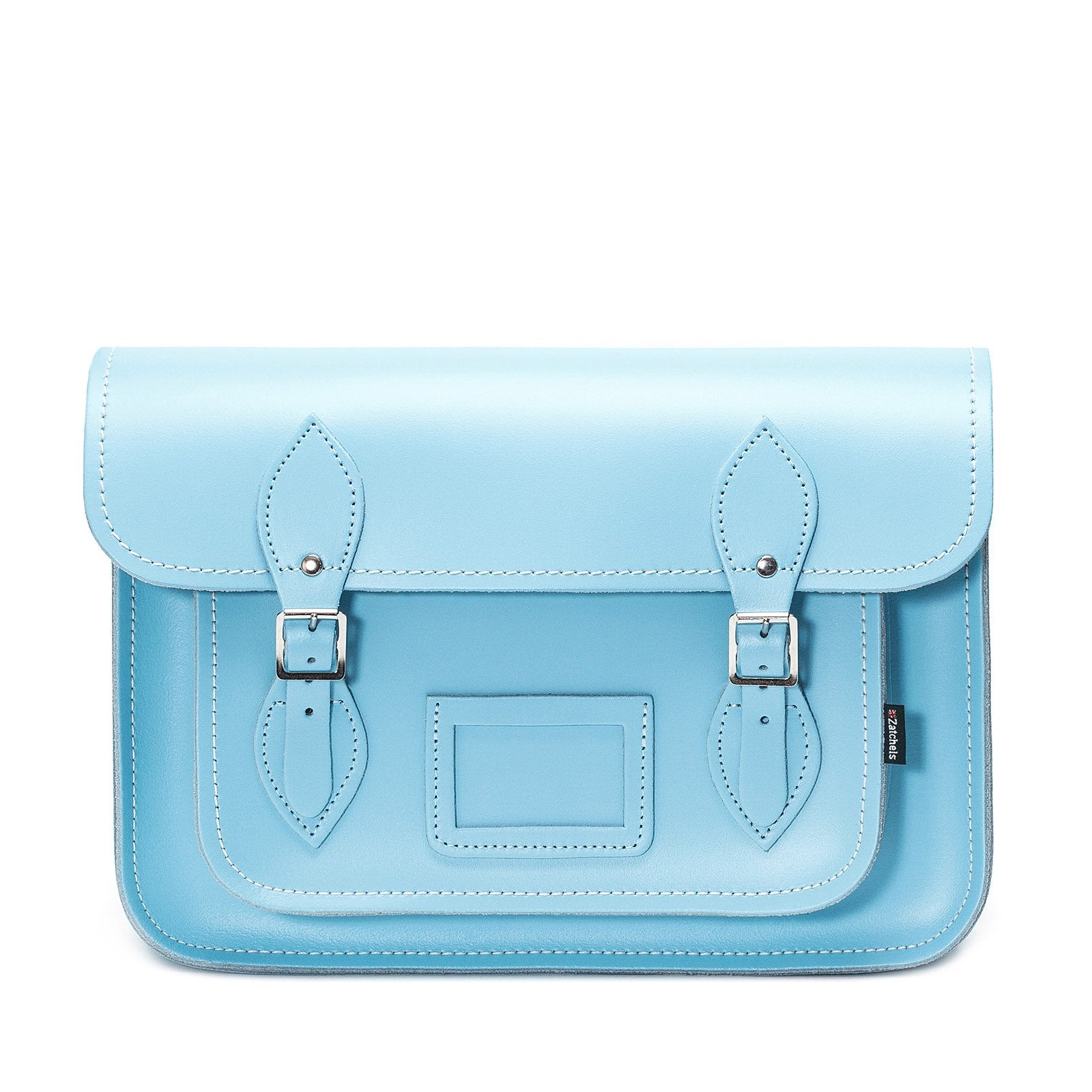 Handmade Leather Satchel - Pastel Baby Blue - 11.5"