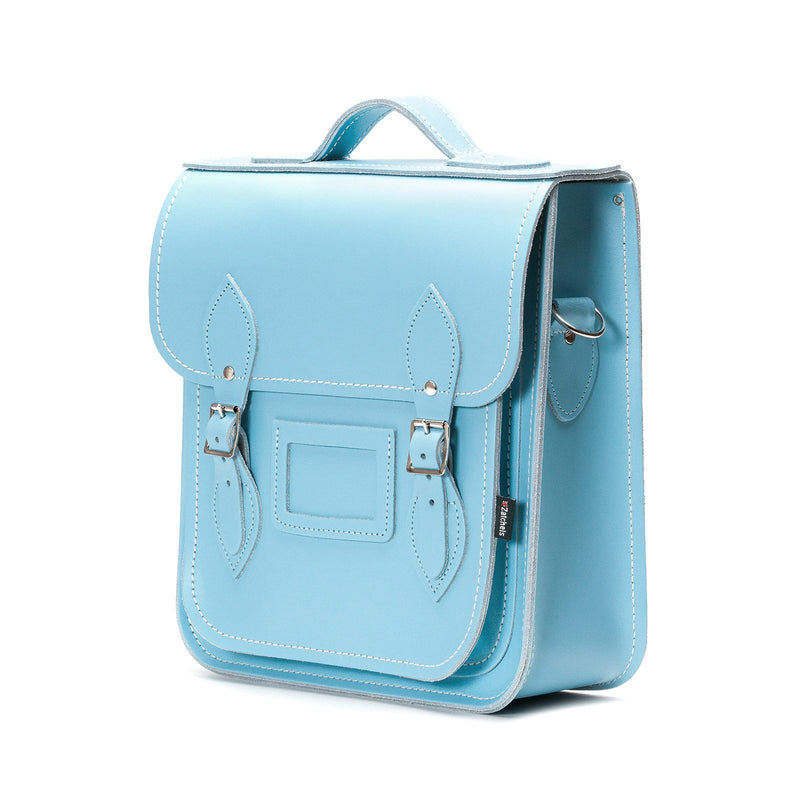 Zatchels Pastel Blue Leather City Backpack | Free UK P&P