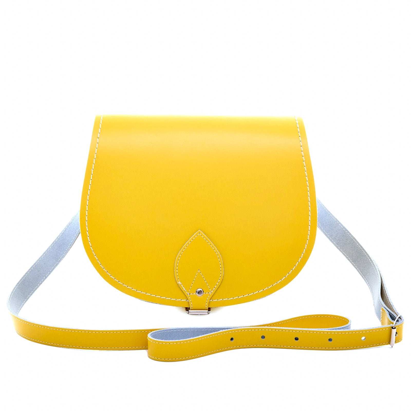 Handmade Leather Saddle Bag - Pastel Daffodil Yellow - Small