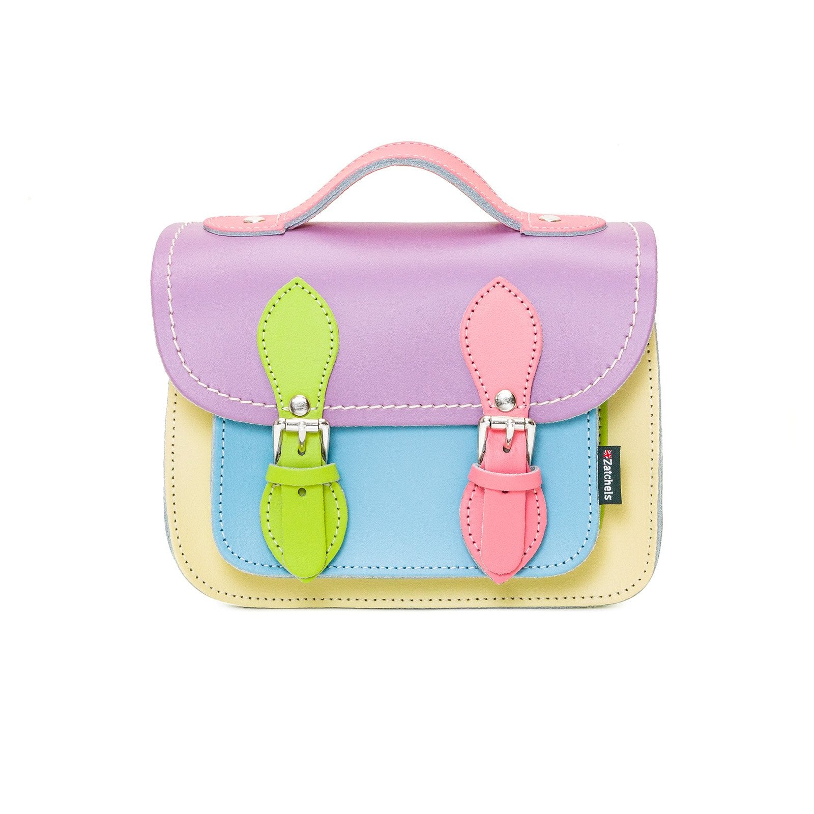 Handmade Leather Micro Satchel - Pastel Kaleidoscope - Plus