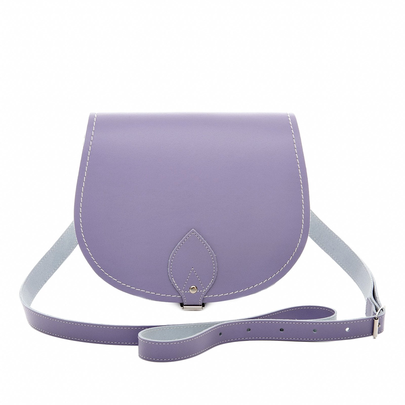Handmade Leather Saddle Bag - Pastel Violet - Large