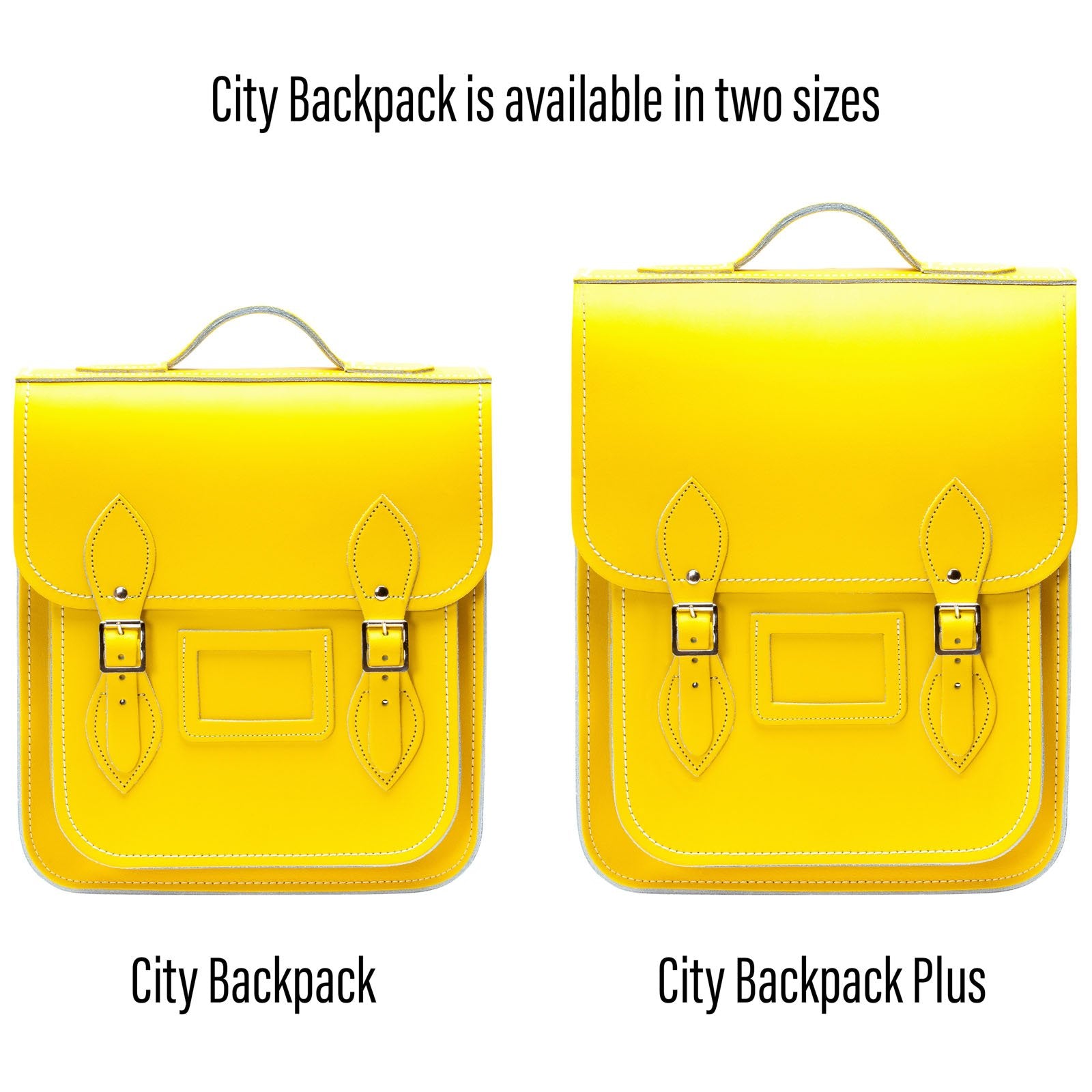 Handmade Leather City Backpack - Pastel Daffodil Yellow - Plus