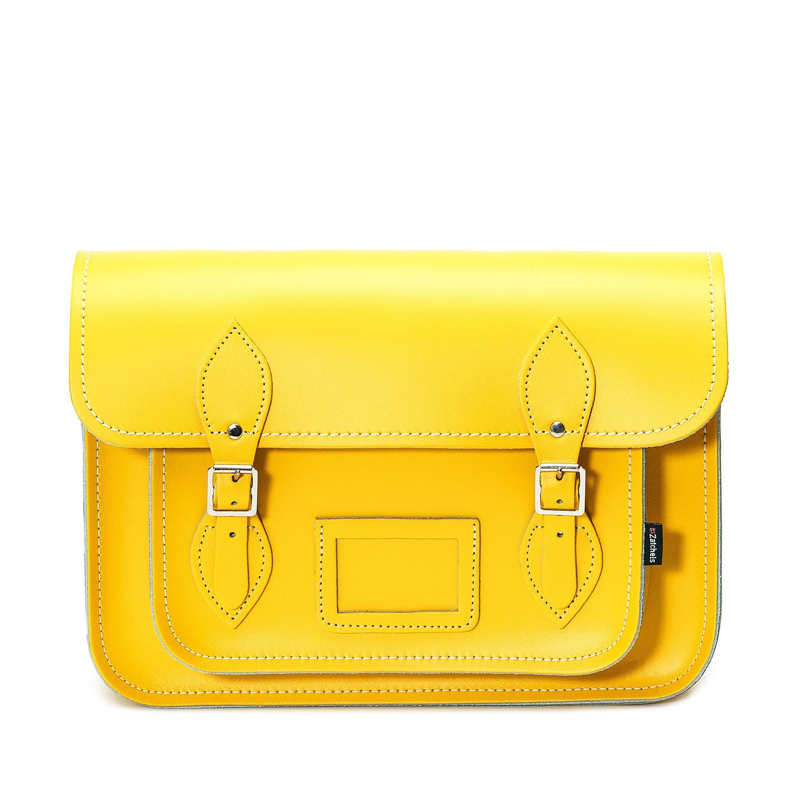 yellow leather satchel