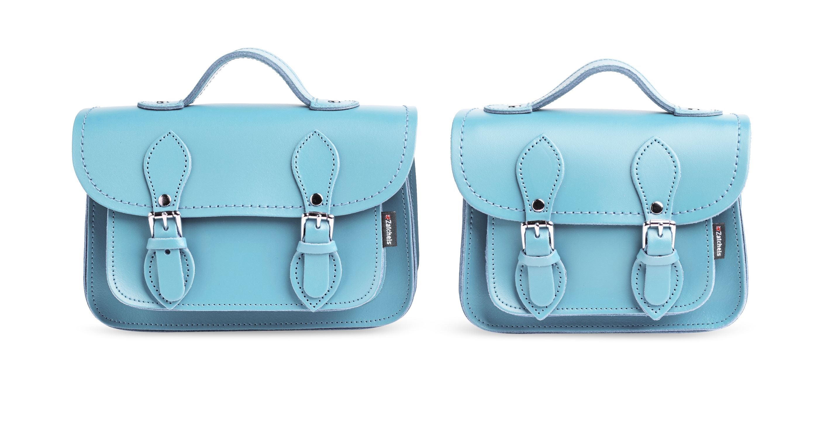 Handmade Leather Micro Satchel - Pastel Baby Blue - Plus