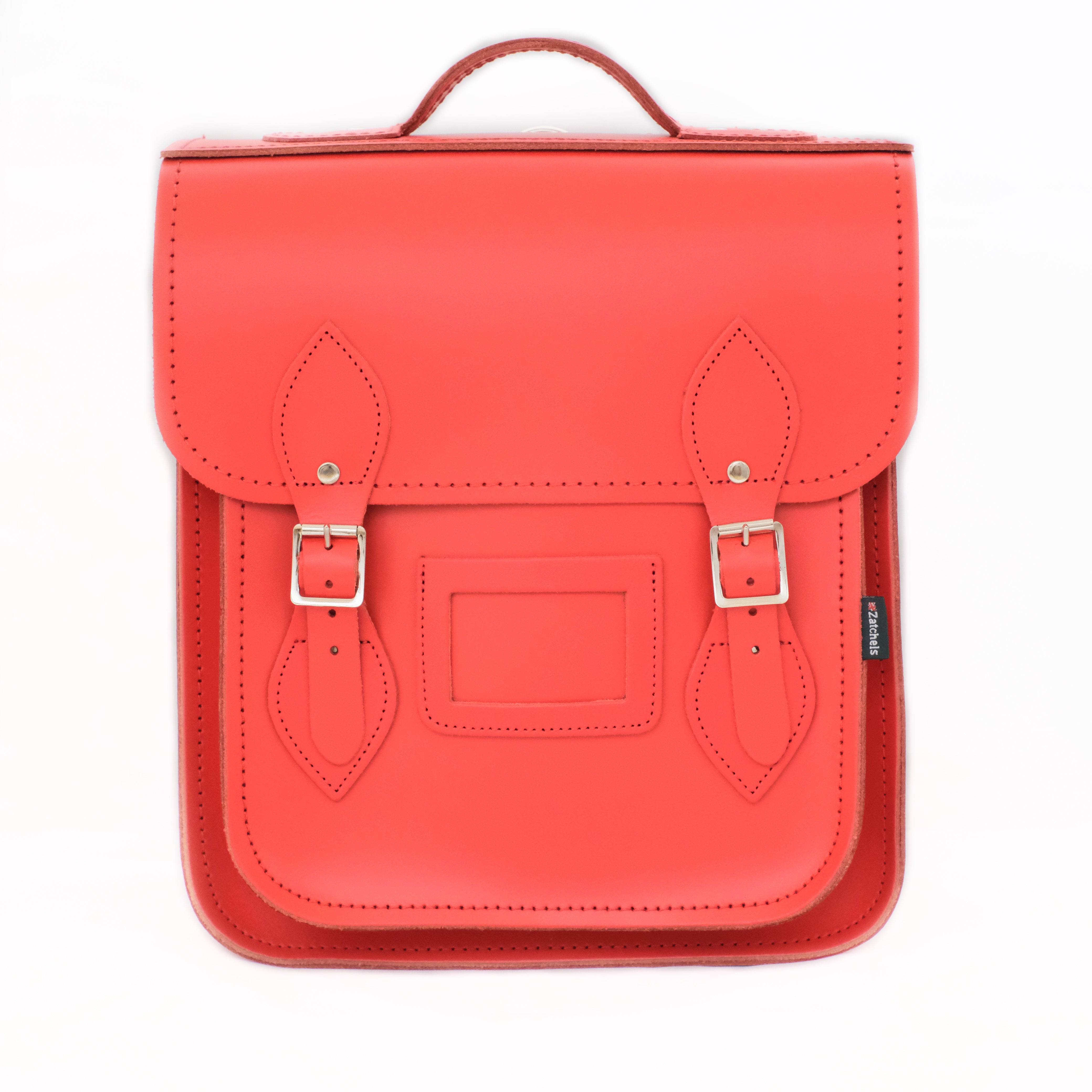 Handmade Leather City Backpack - Pillar Box Red - Small