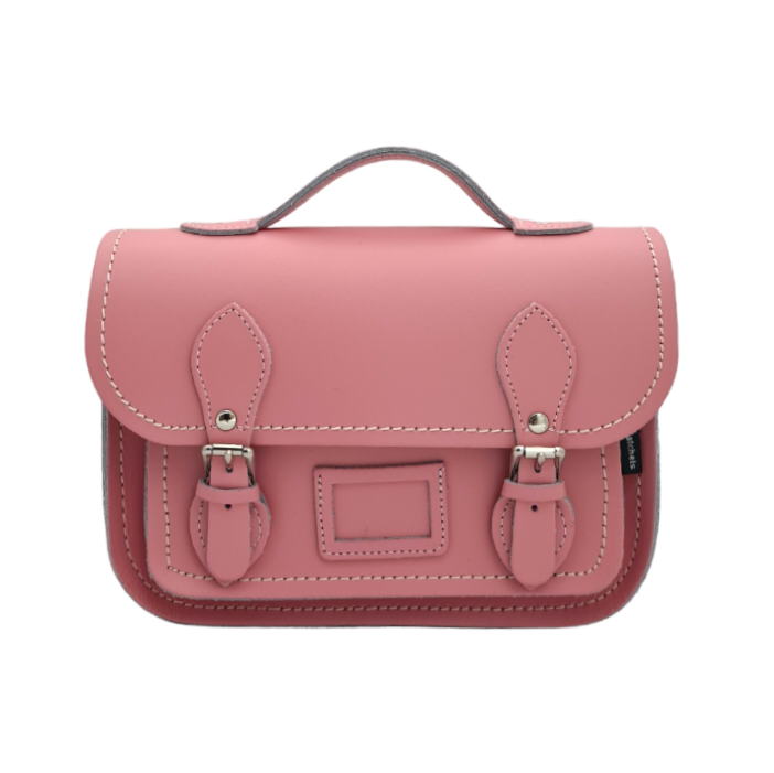 Leather Midi Satchel - Pastel Pink