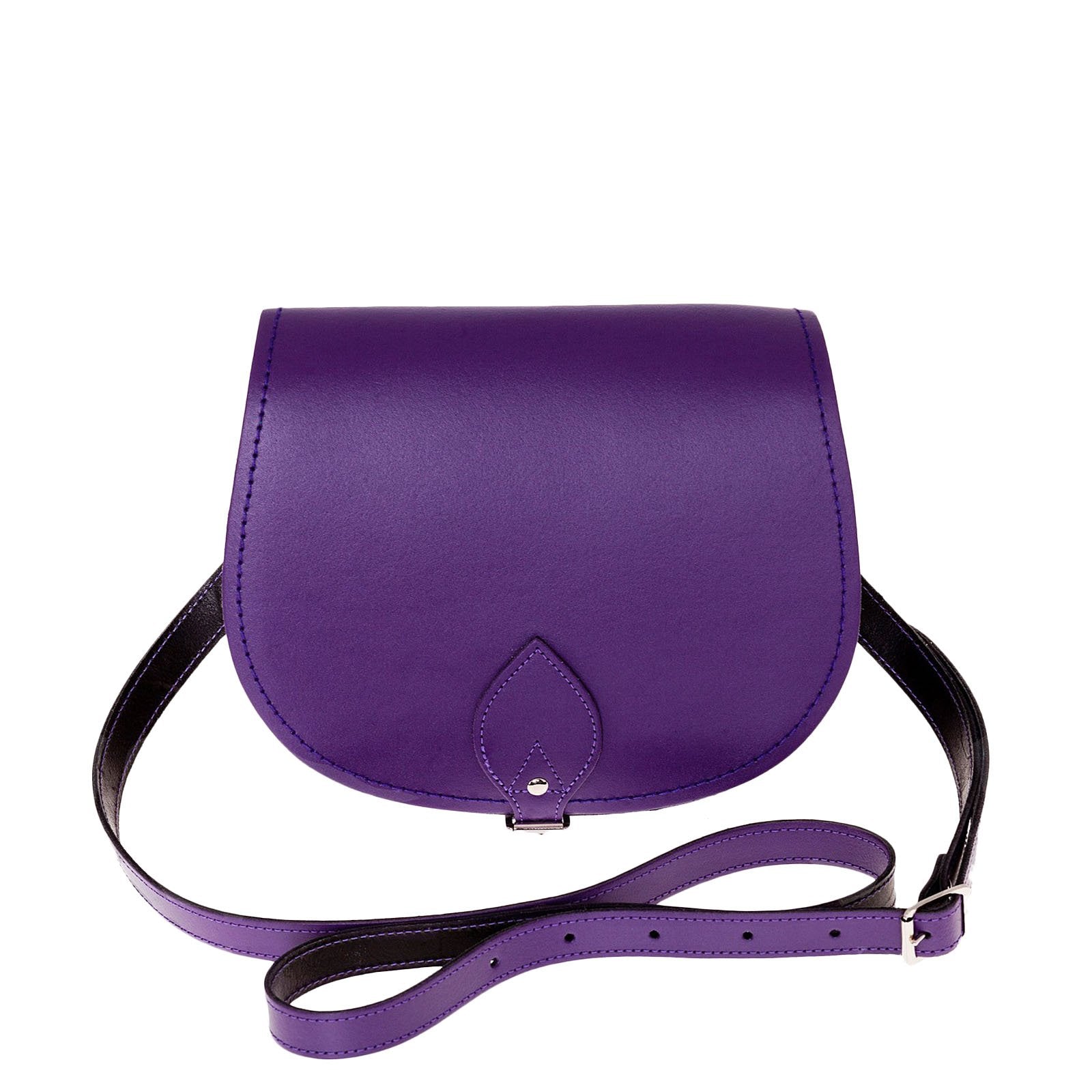 Handmade Leather Saddle Bag - Purple - Small
