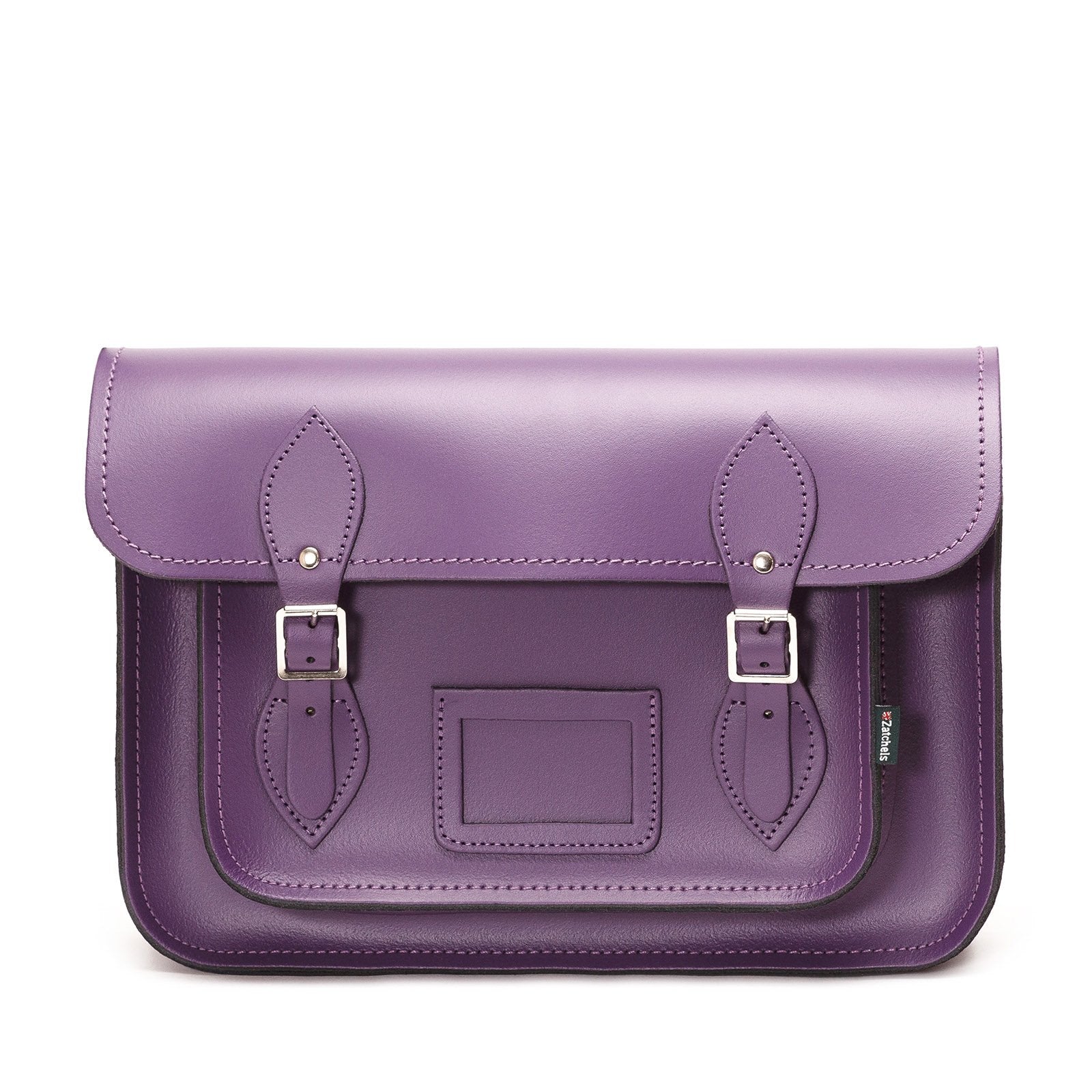 Handmade Leather Satchel - Purple - 11.5"