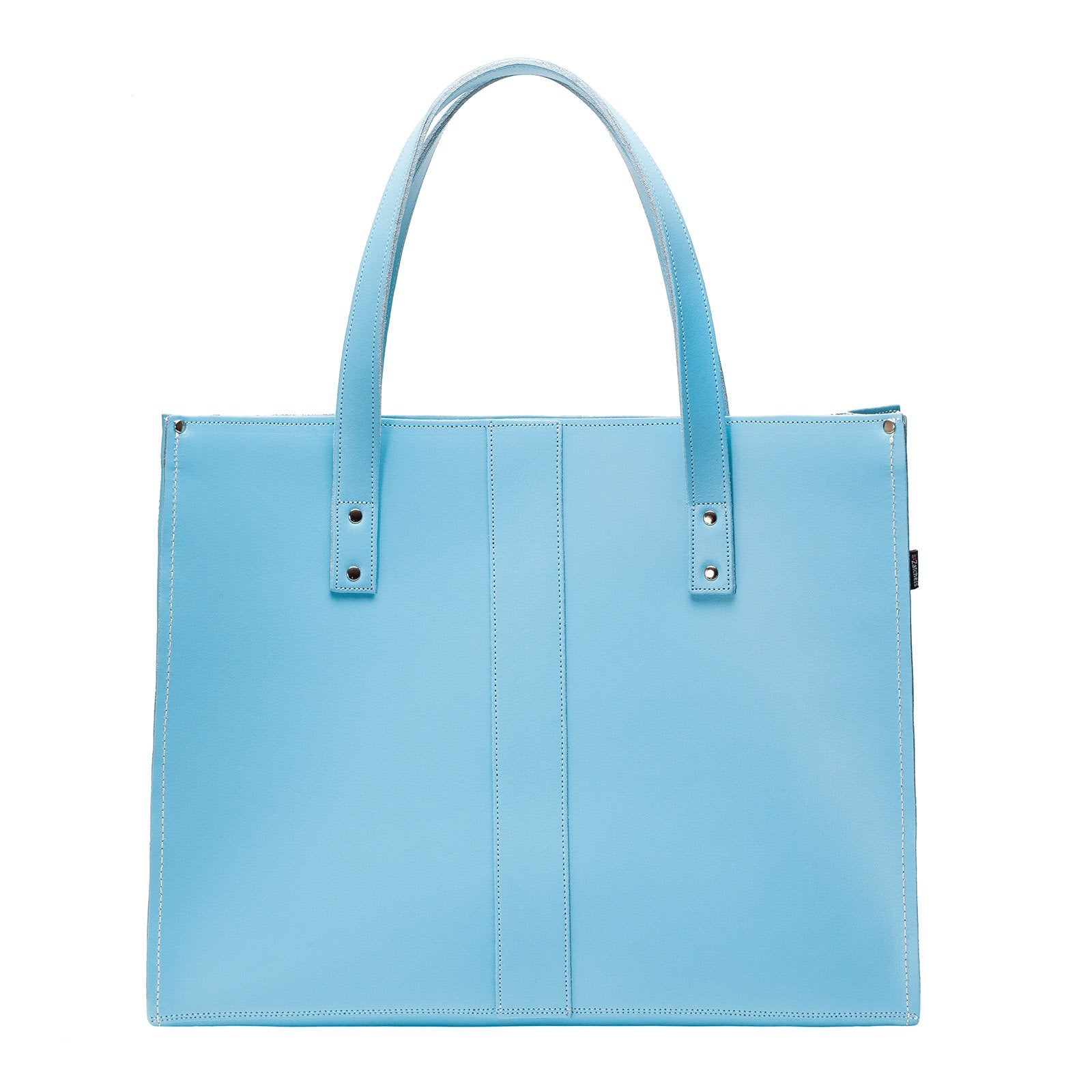 Handmade Leather Shopper - Pastel Baby Blue