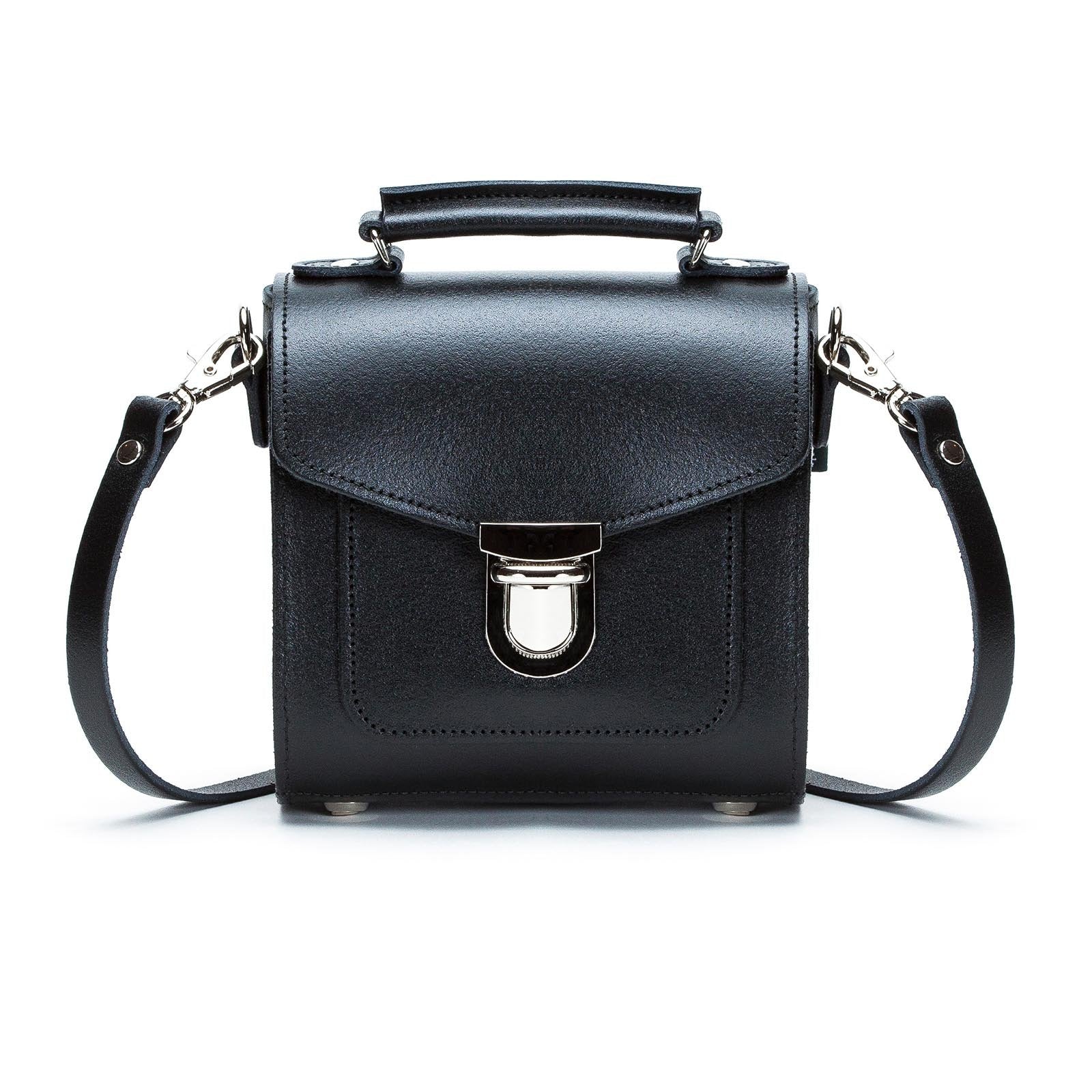 Handmade Leather Sugarcube Handbag - Black - Grande