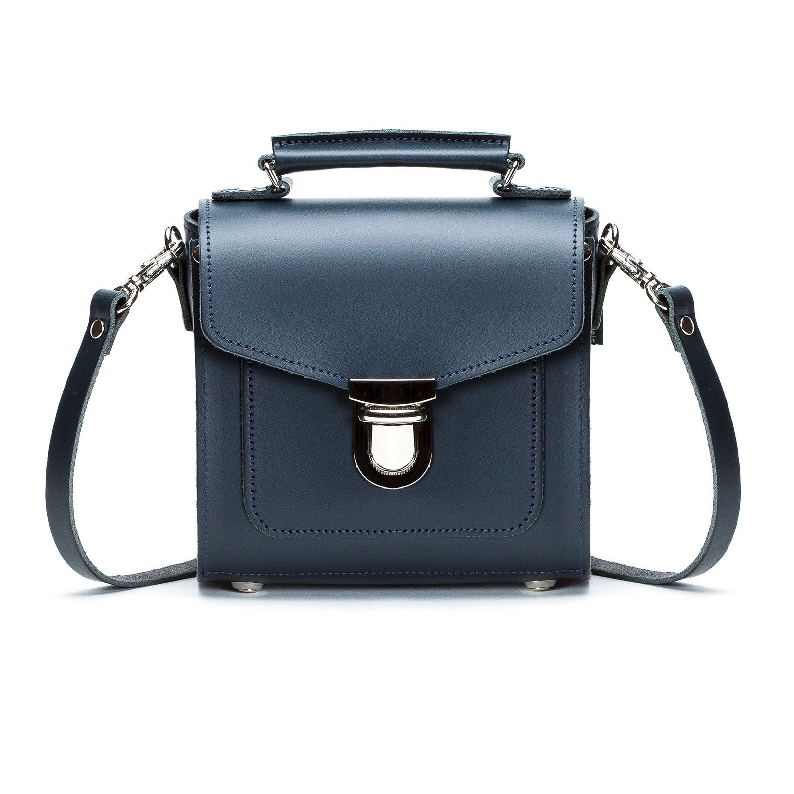 Handmade Leather Sugarcube Handbag - Navy - Plus