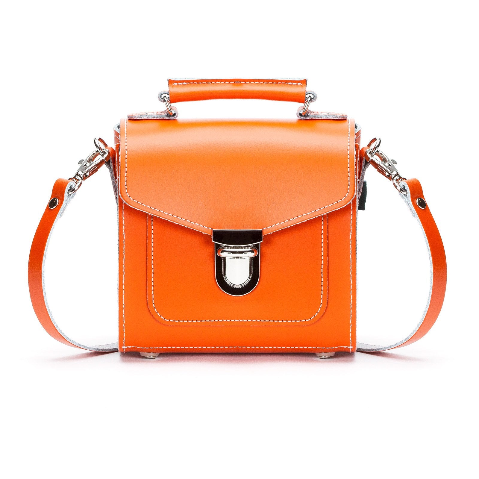 Handmade Leather Sugarcube Handbag - Orange - Grande