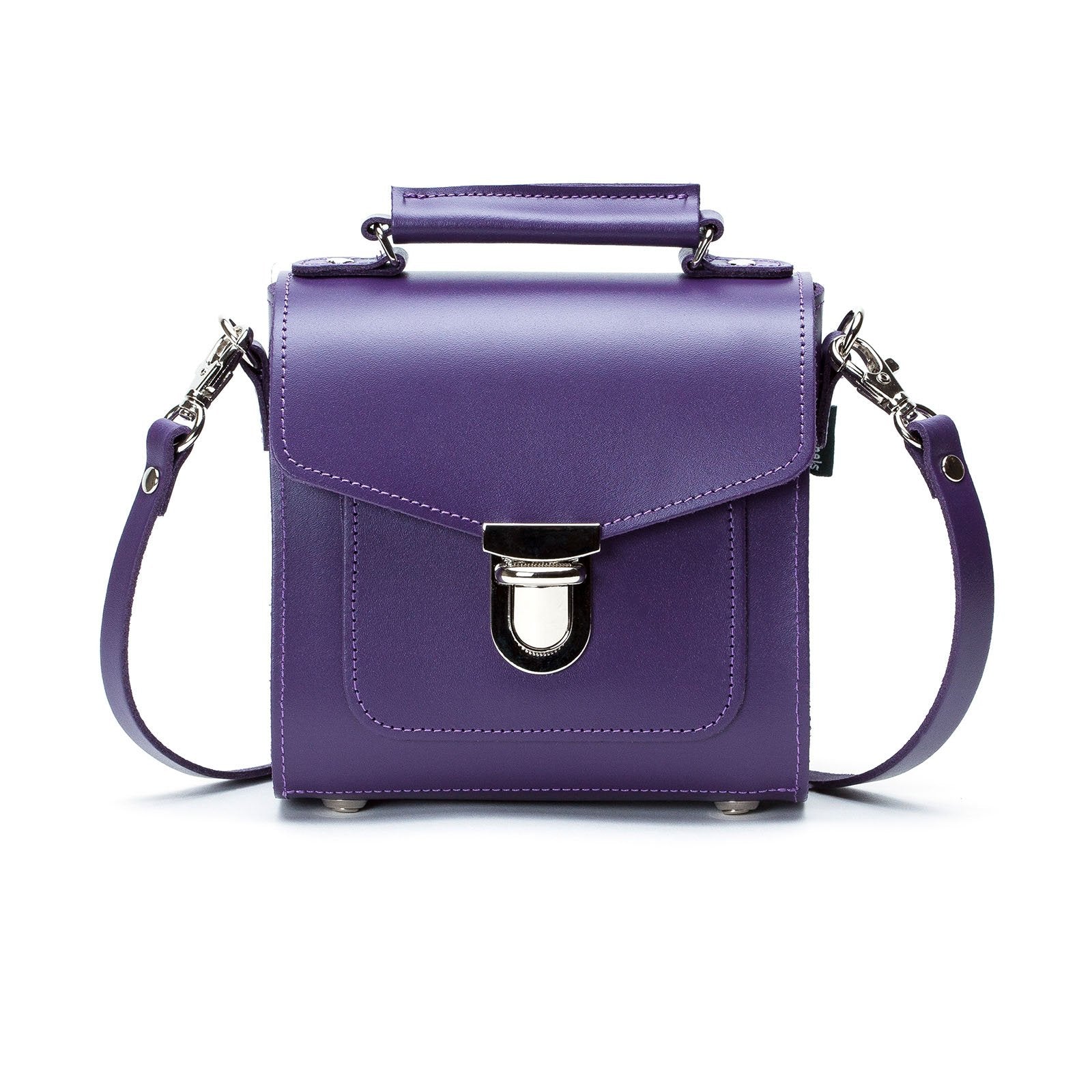 Handmade Leather Sugarcube Handbag - Purple - Grande