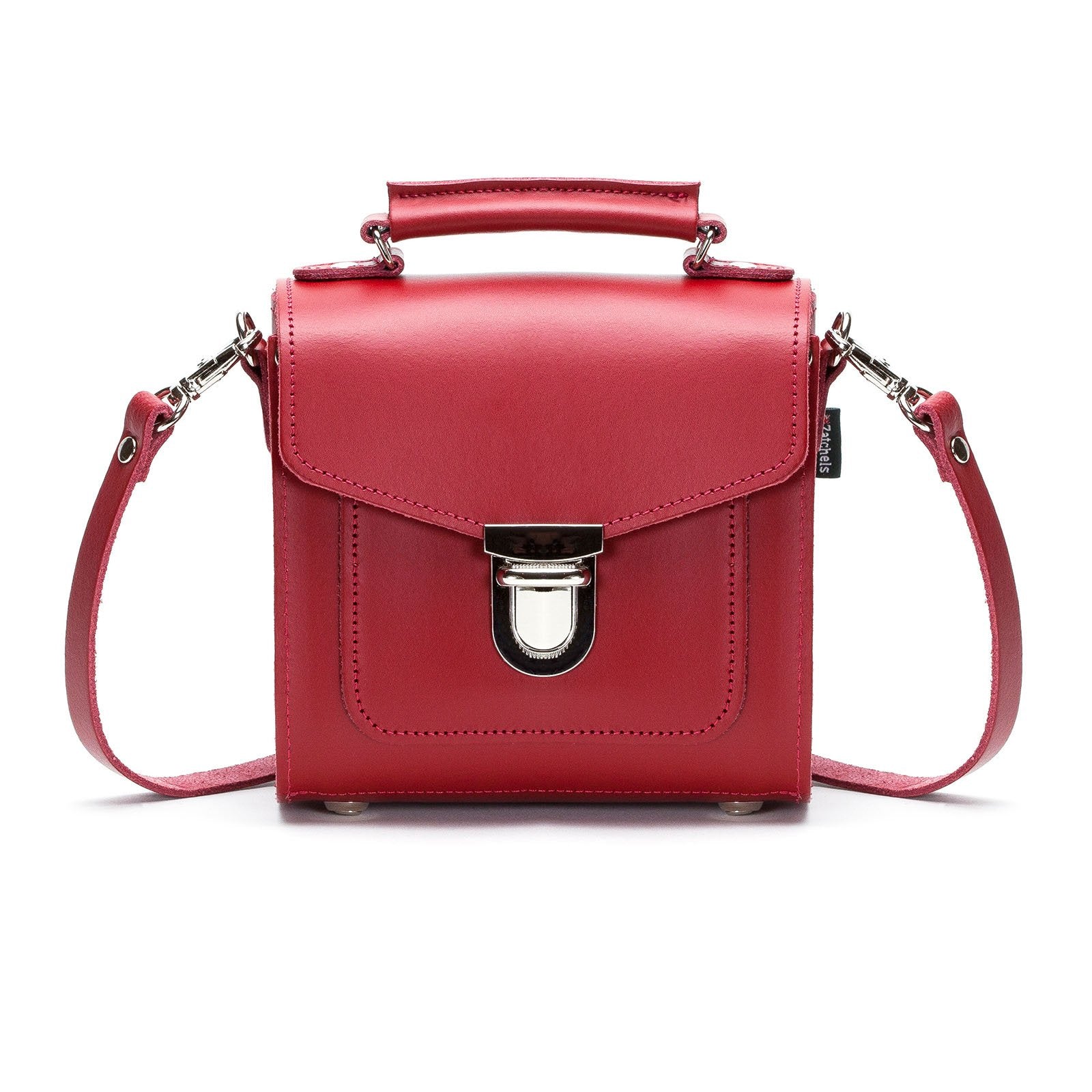 Handmade Leather Sugarcube Handbag - Red - Plus