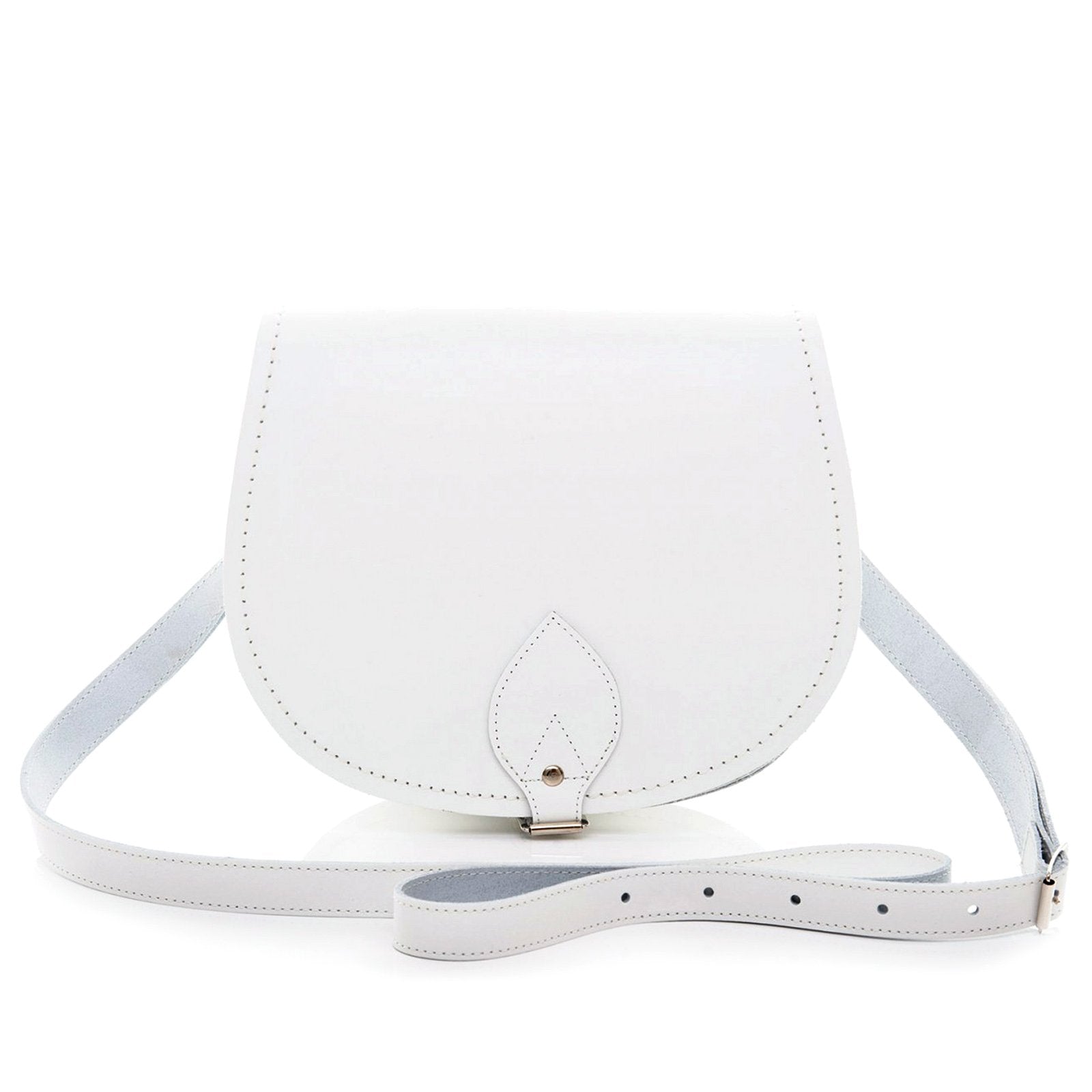 Handmade Leather Saddle Bag - White - Large