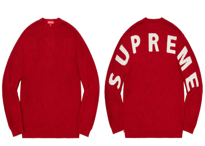 supreme back logo sweater