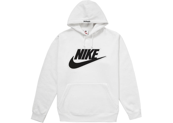 supreme nike leather applique hooded sweatshirt red