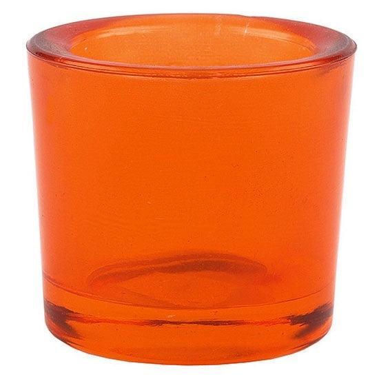Halloween Orange Heavy Glass Votive & Tea Light Holders - 50&percnt; Recycled Glass - 2oz